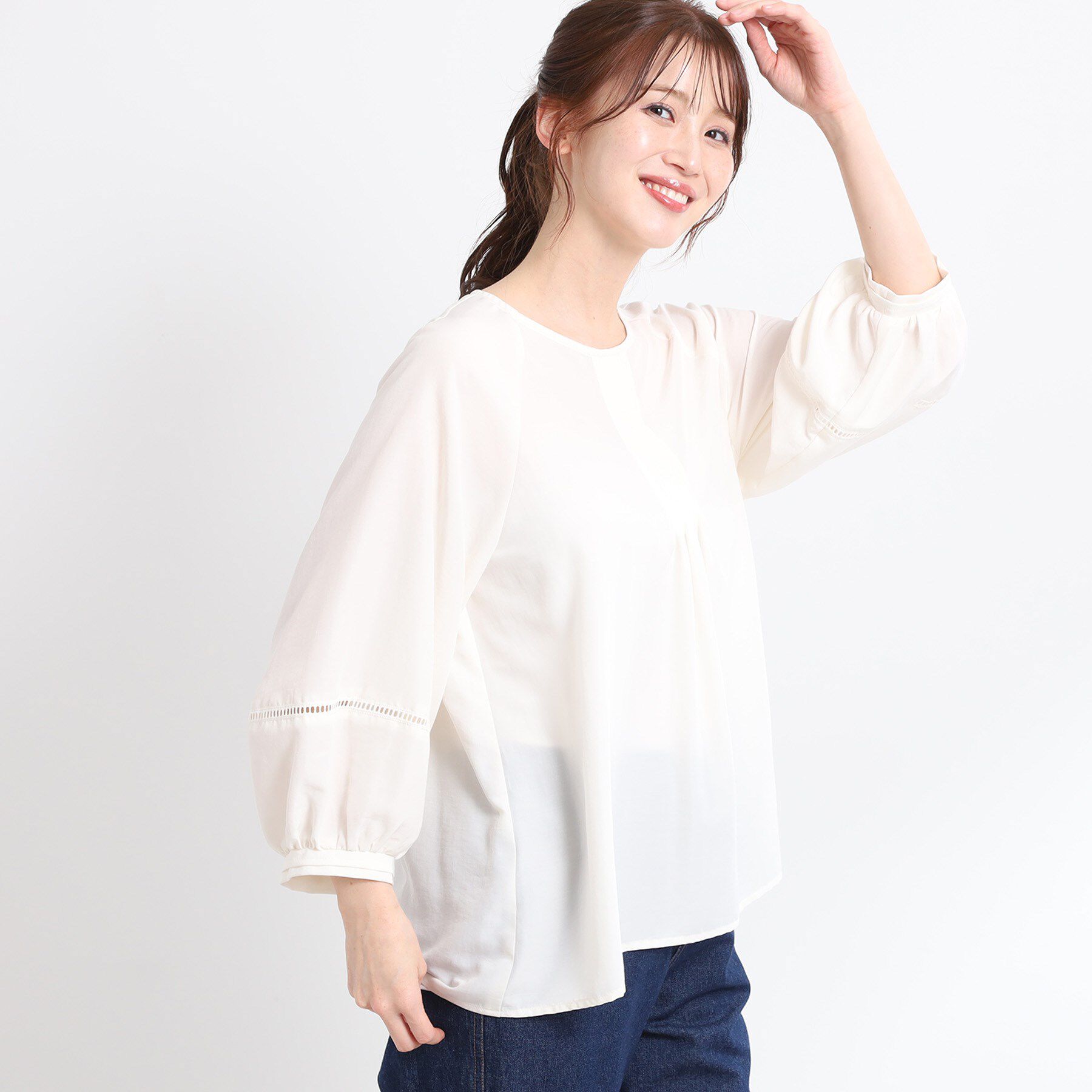 Reflect「【E‐QUALITY／手洗い可】ピンタックブラウス」|シャツ・ブラウス|オフホワイト(003