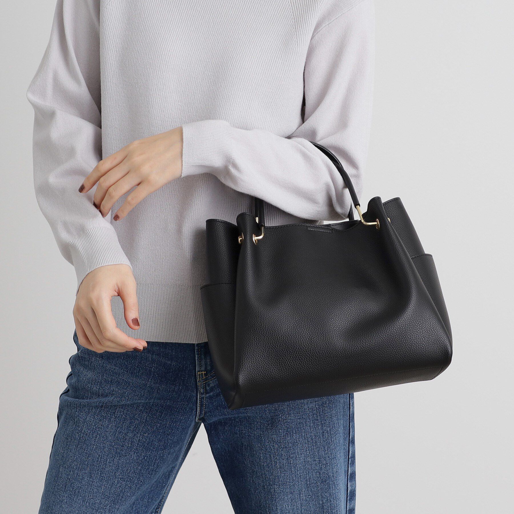 grove「メタルハンドル2WAYトート」|トートバッグ|ブラック(019)