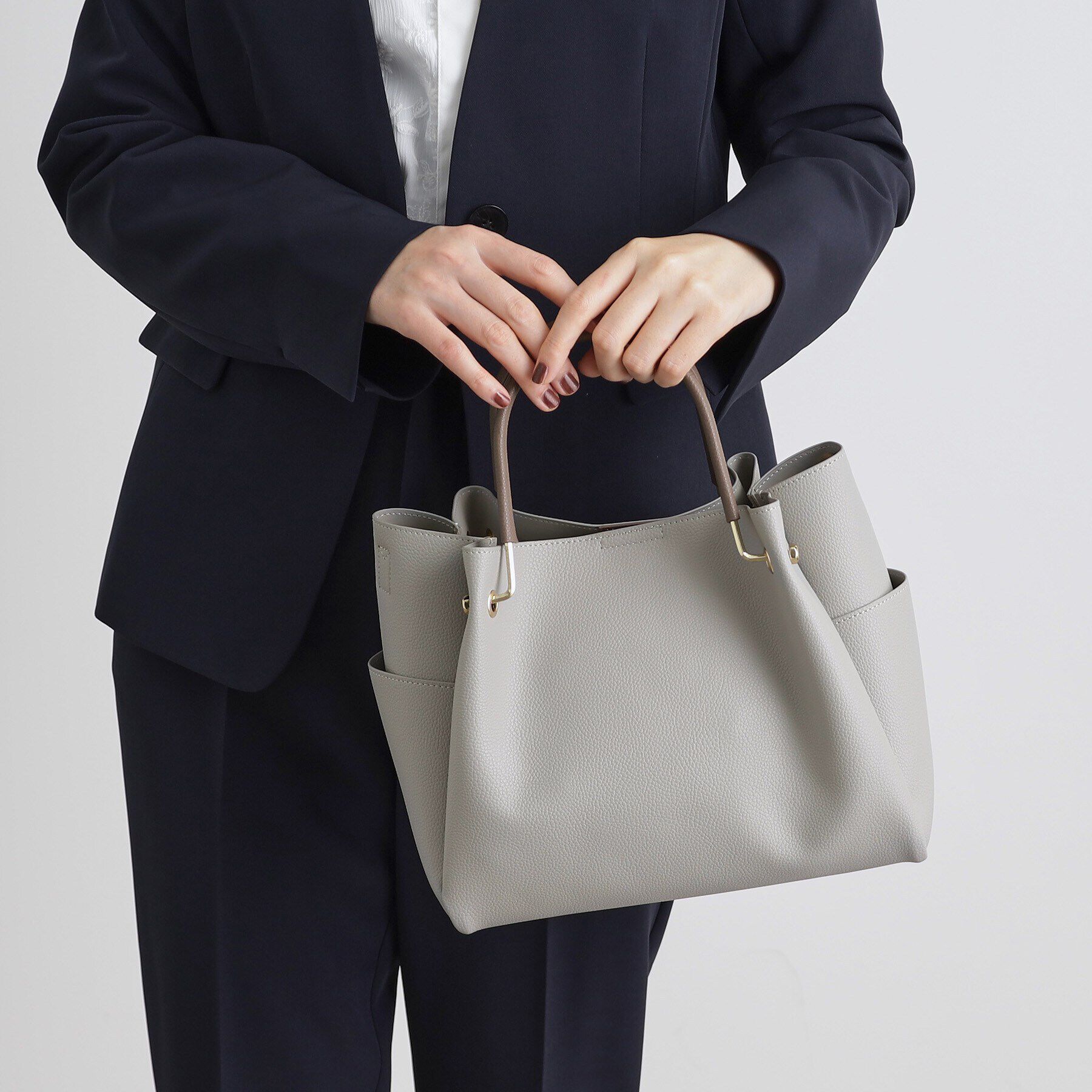 grove「メタルハンドル2WAYトート」|トートバッグ|サックスブルー(59