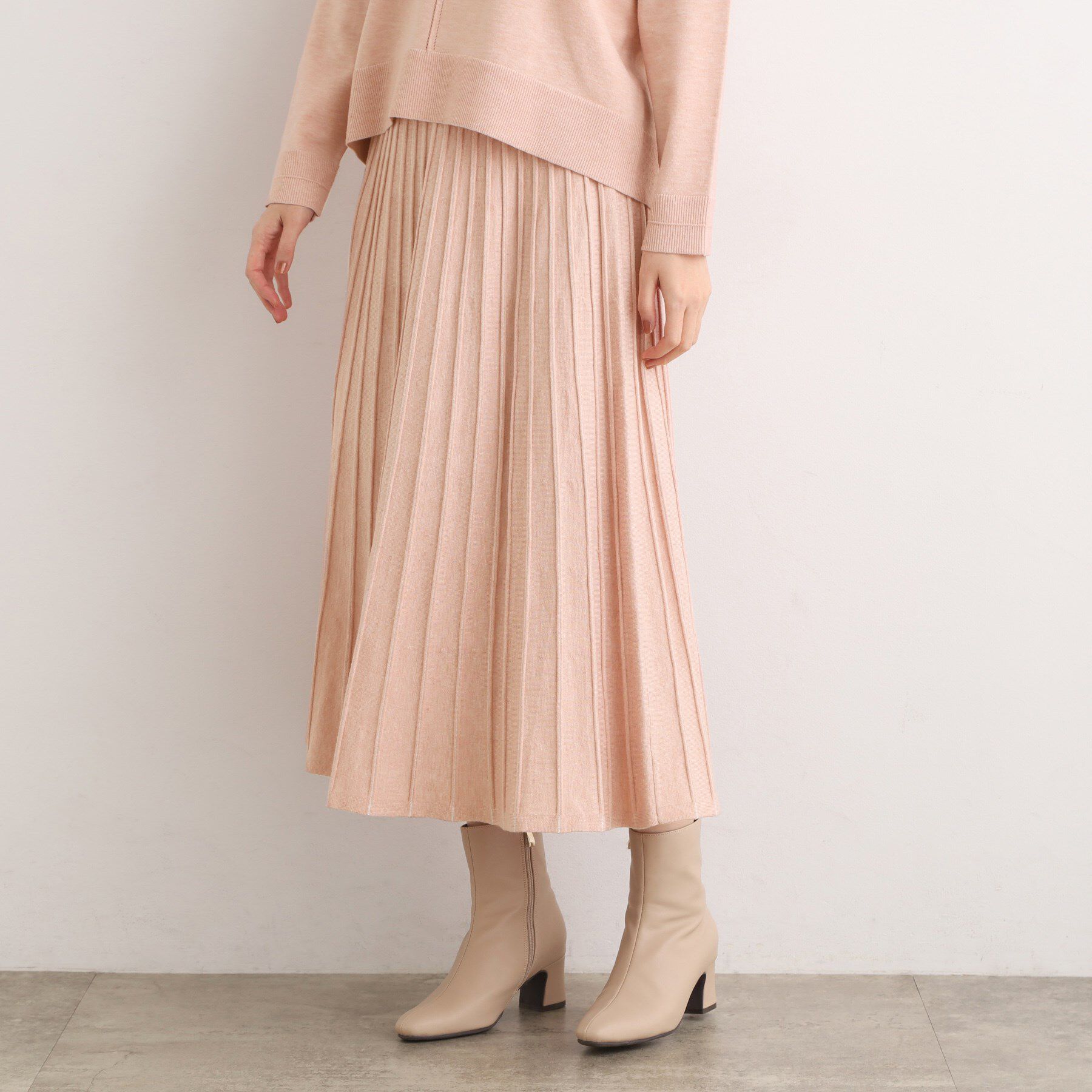 grove「【SETUP可能】冬から春まで軽やかに　ラメラインニットプリーツスカート」|スカート|