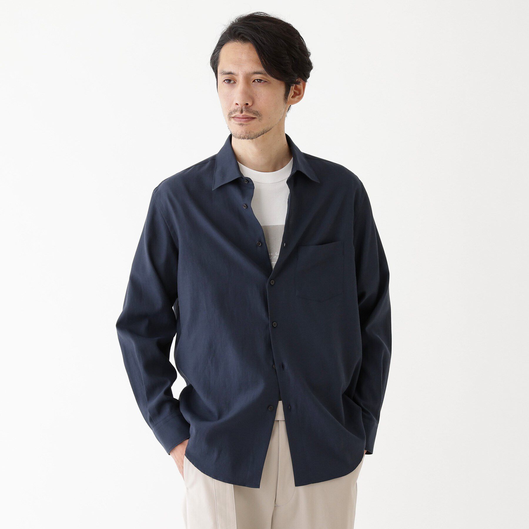 TAKEO KIKUCHI「【THE FLAGSHIP】オーガニックコットン シャツ」|シャツ・ブラウス|ネイビー(094)