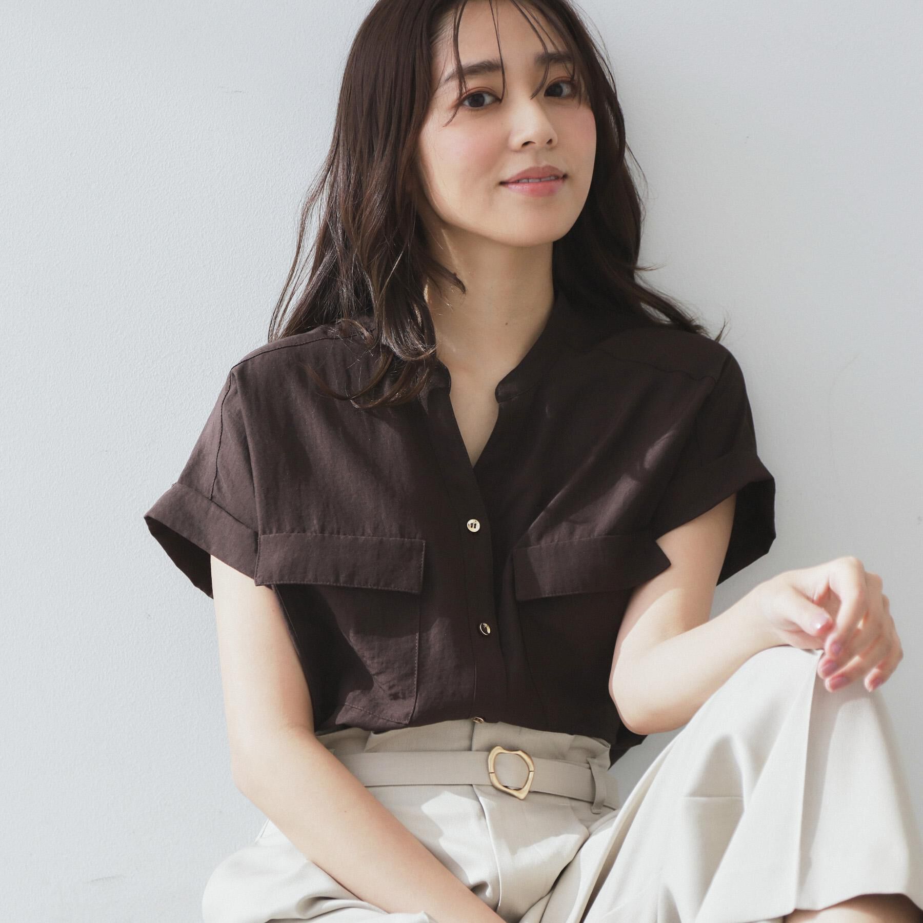 index「ダブルポケットスキッパーブラウス【洗濯機洗い可/イージーアイロン】」|シャツ・ブラウス|