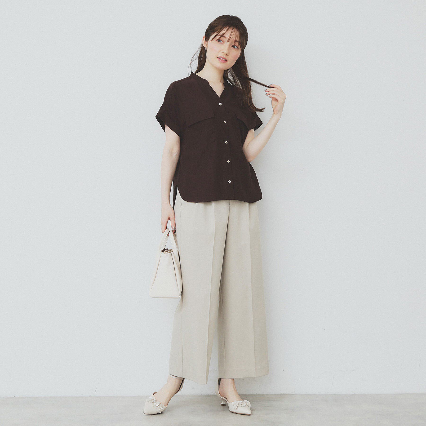index「ダブルポケットスキッパーブラウス【洗濯機洗い可/イージーアイロン】」|シャツ・ブラウス|