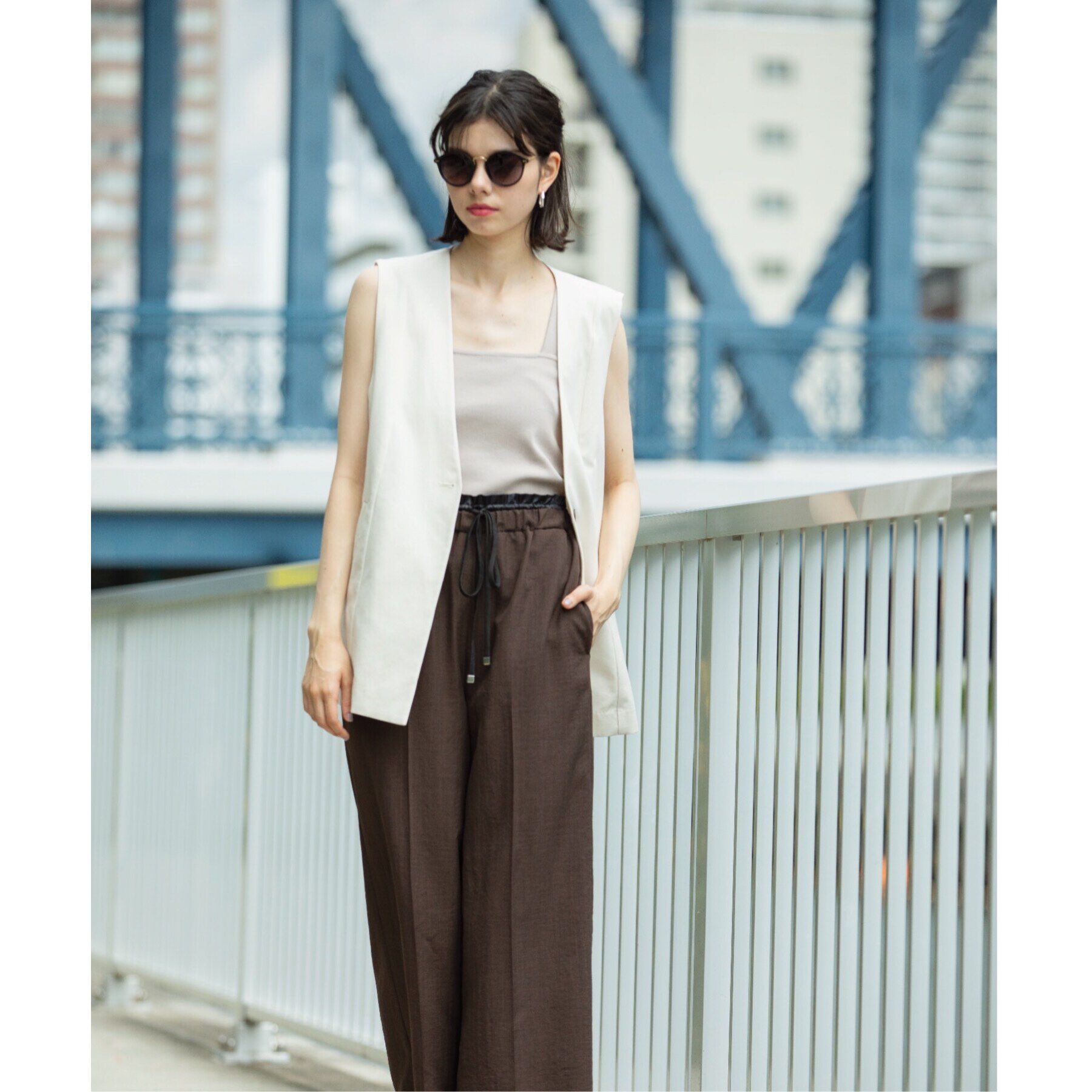 OPAQUE.CLIP「ノーカラーVネックジレ【洗濯機洗い可】」|ベスト・ジレ|