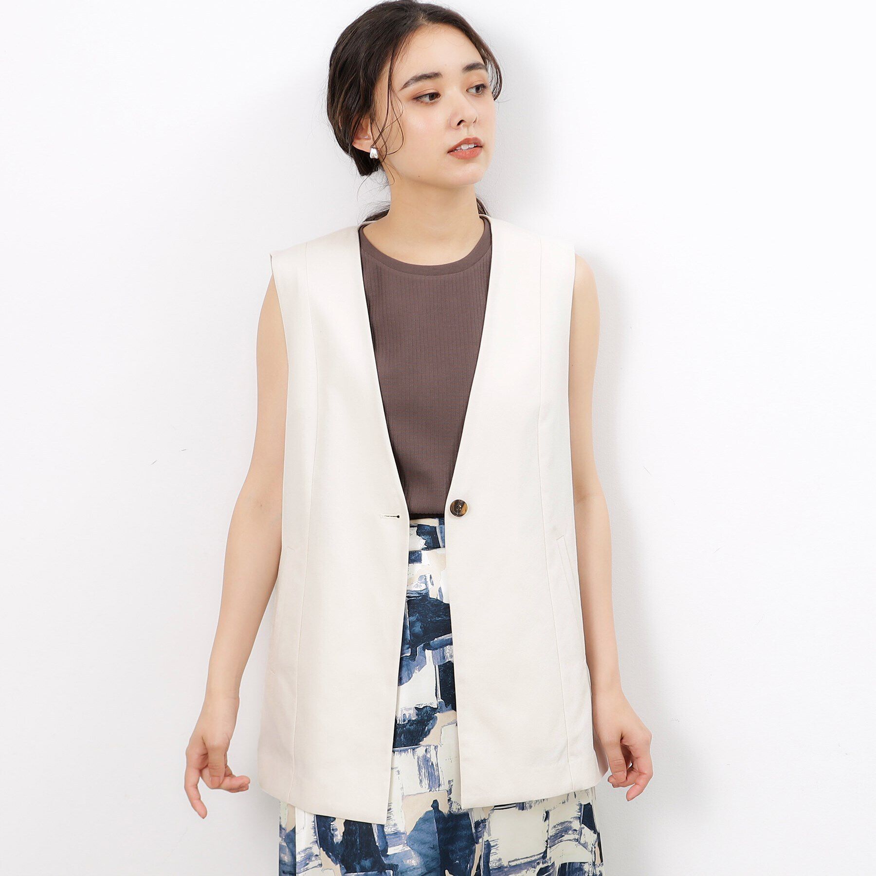 OPAQUE.CLIP「ノーカラーVネックジレ【洗濯機洗い可】」|ベスト・ジレ|