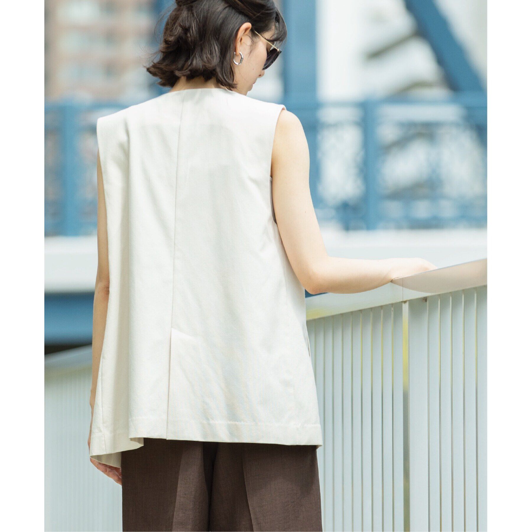 OPAQUE.CLIP「ノーカラーVネックジレ【洗濯機洗い可】」|ベスト・ジレ|