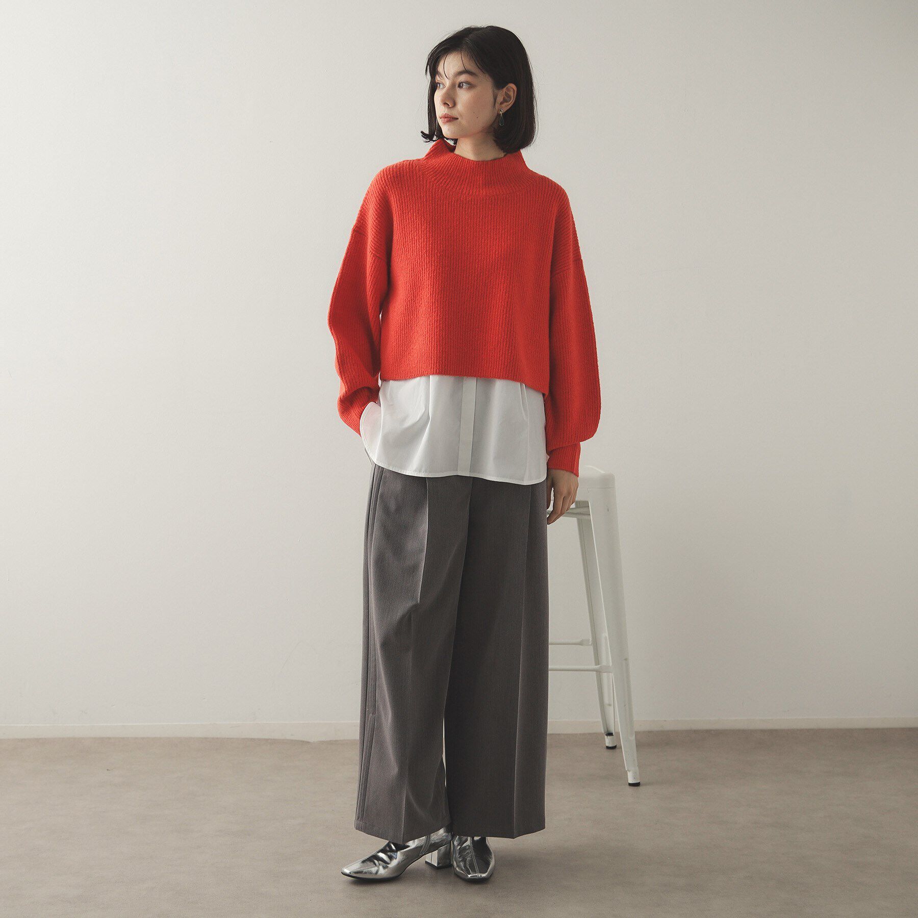 OPAQUE.CLIP「《ツインセット》ミドルゲージショートニット&times;ドッキングタンク【洗濯機洗い可】」|ニット・セーター|