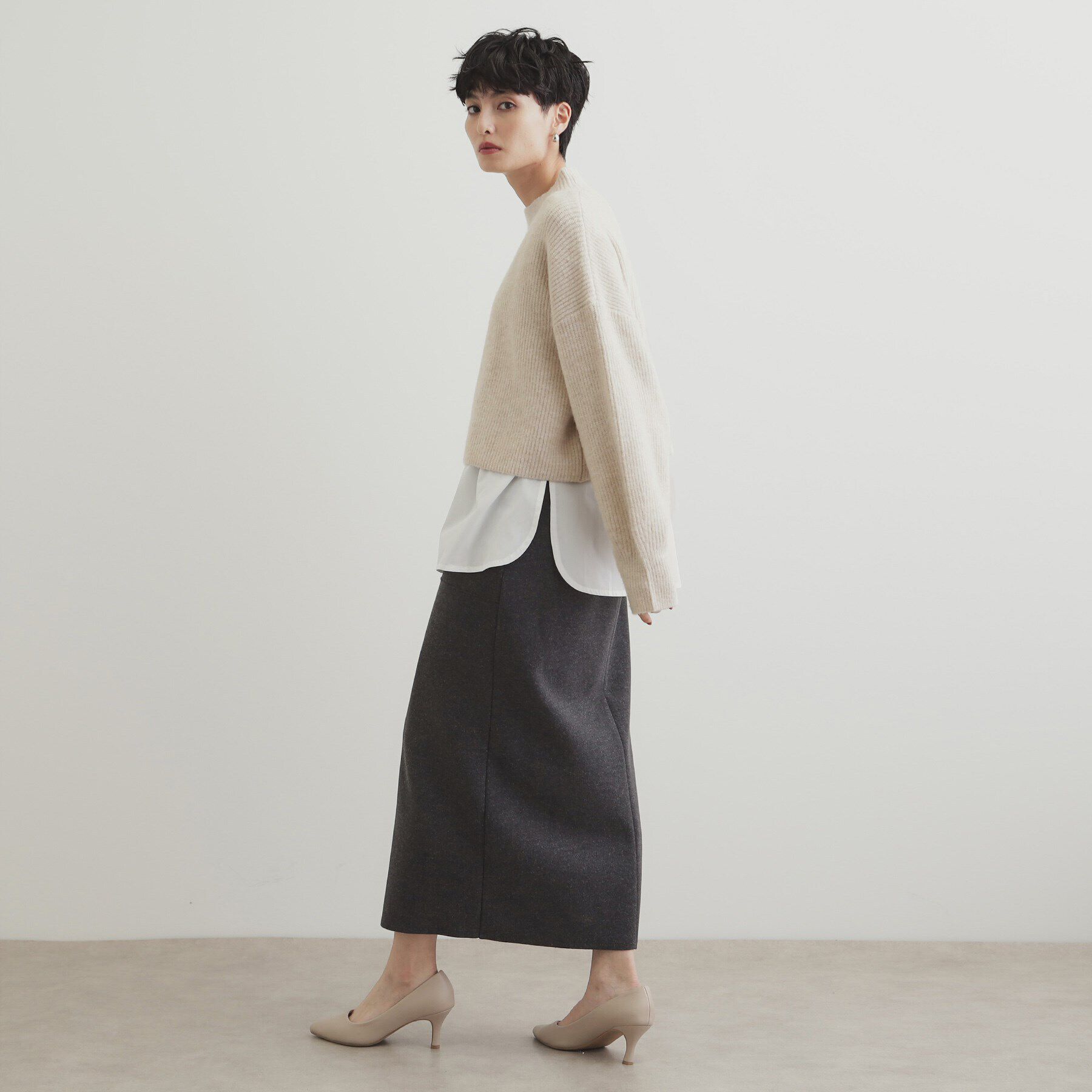 OPAQUE.CLIP「《ツインセット》ミドルゲージショートニット&times;ドッキングタンク【洗濯機洗い可】」|ニット・セーター|