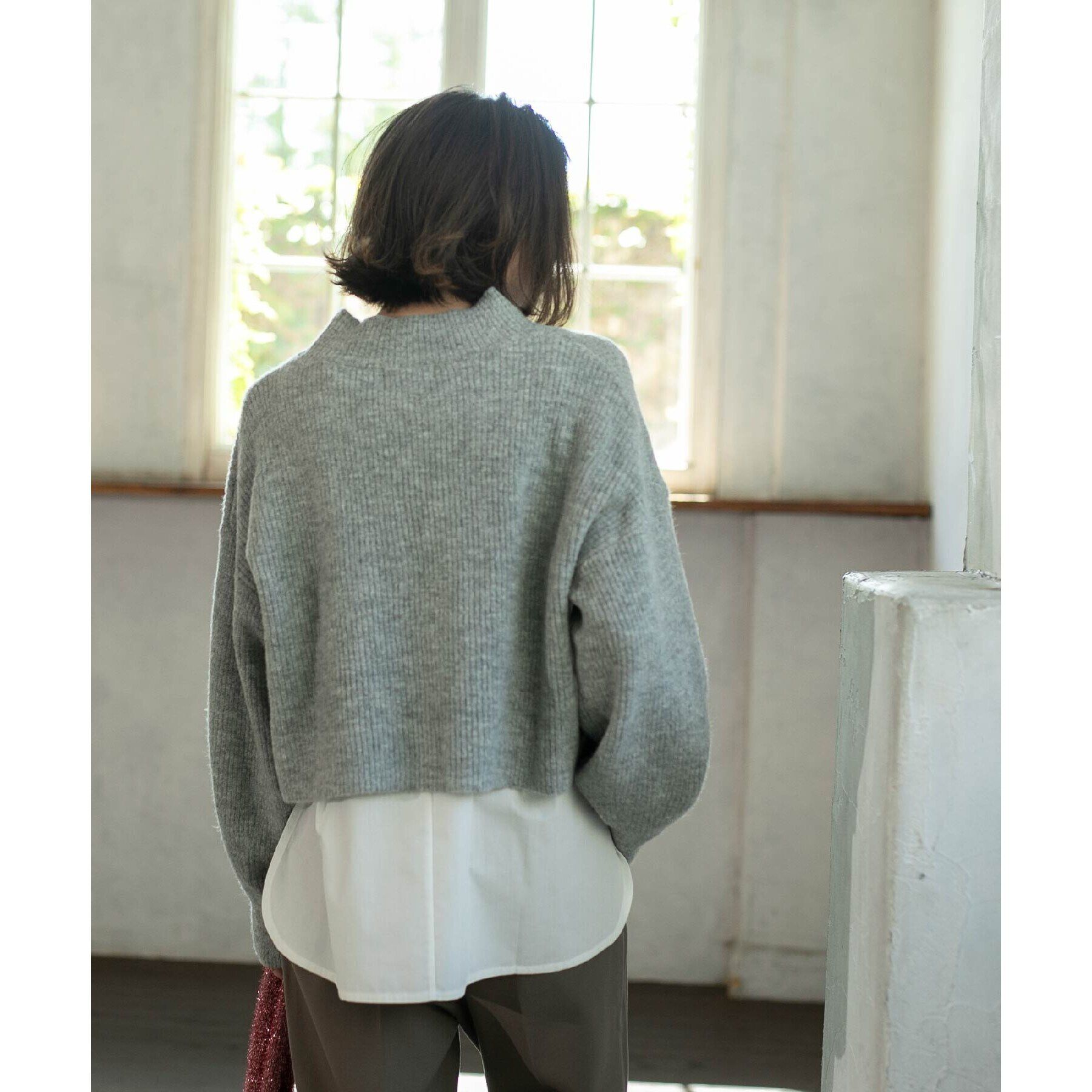 OPAQUE.CLIP「《ツインセット》ミドルゲージショートニット&times;ドッキングタンク【洗濯機洗い可】」|ニット・セーター|