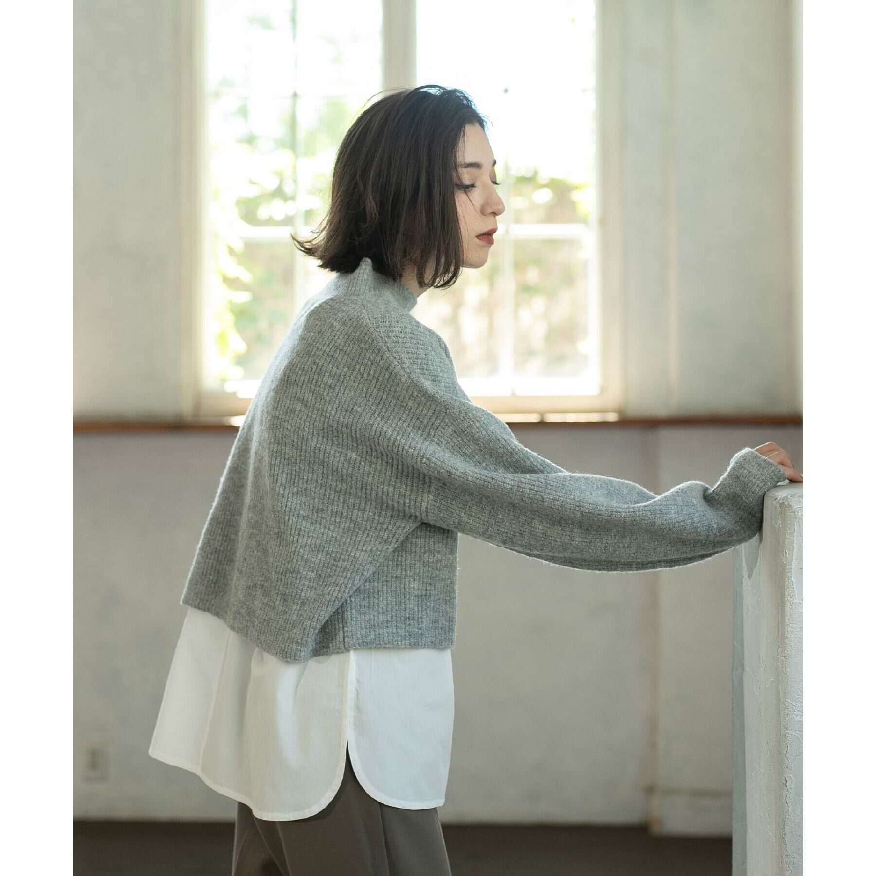 OPAQUE.CLIP「《ツインセット》ミドルゲージショートニット&times;ドッキングタンク【洗濯機洗い可】」|ニット・セーター|