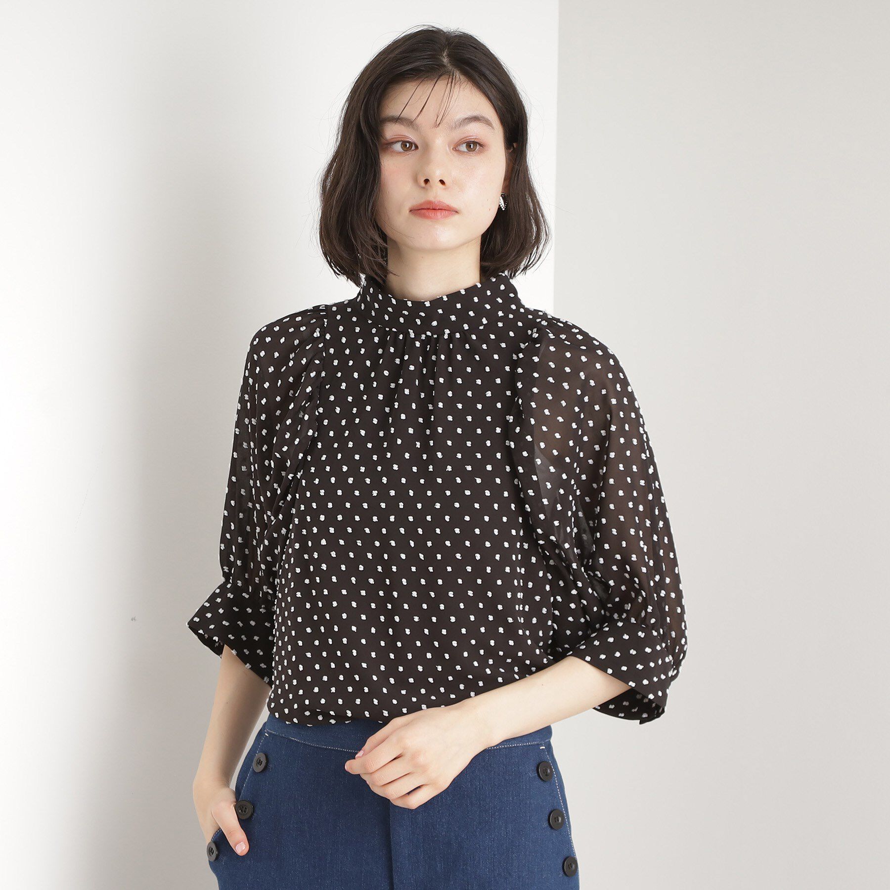 THE SHOP TK「ドットジャカードブラウス【洗える】」|シャツ・ブラウス|