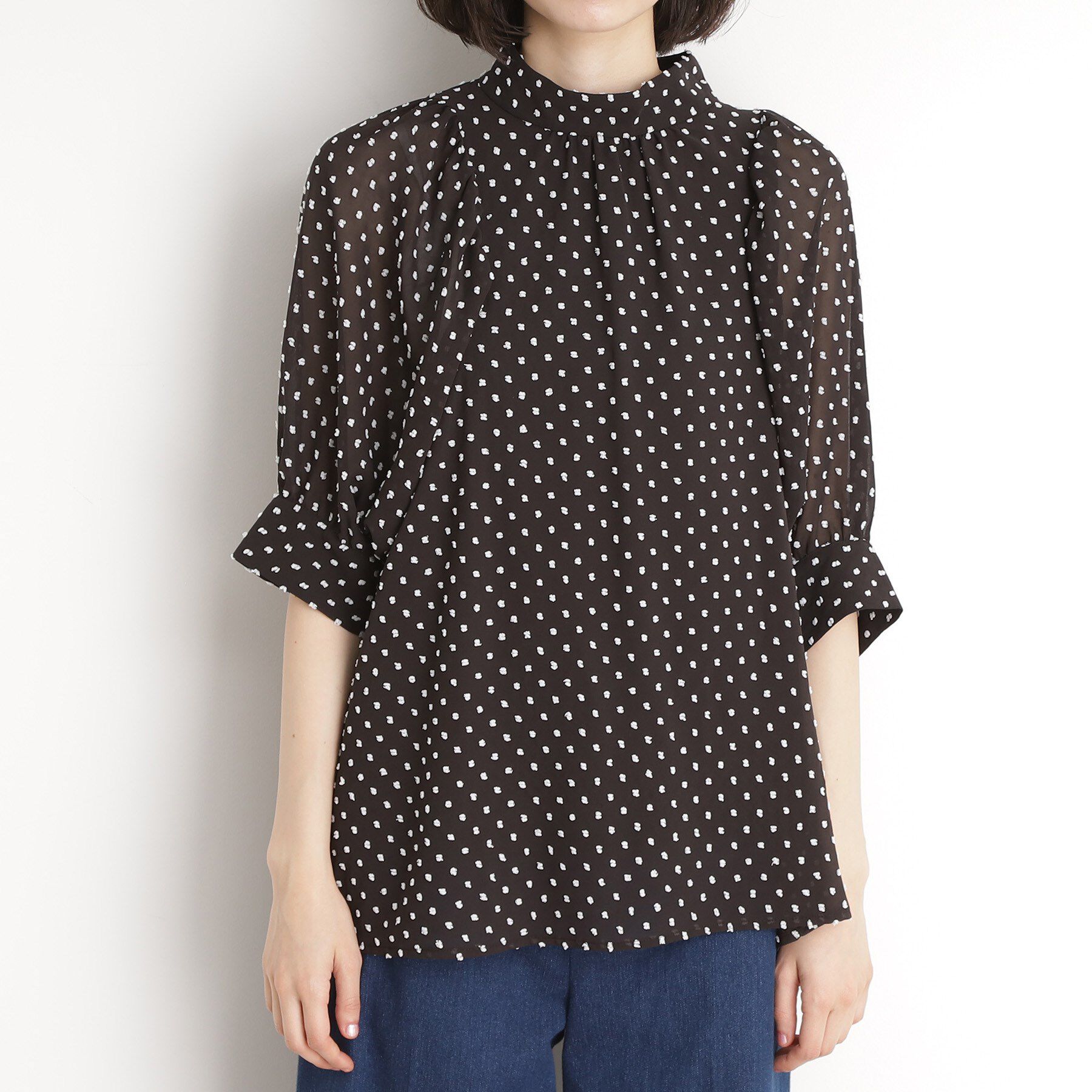 THE SHOP TK「ドットジャカードブラウス【洗える】」|シャツ・ブラウス|