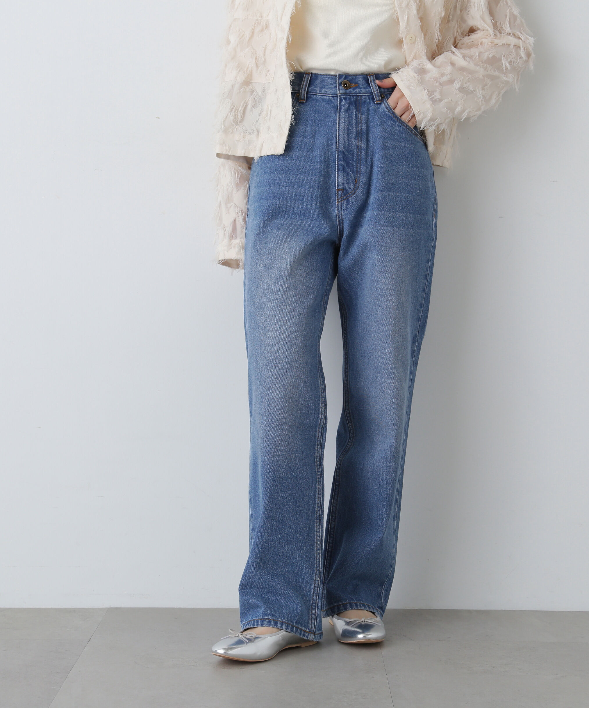  「ハイライズストレートデニムパンツ」|その他|中濃ブルー1