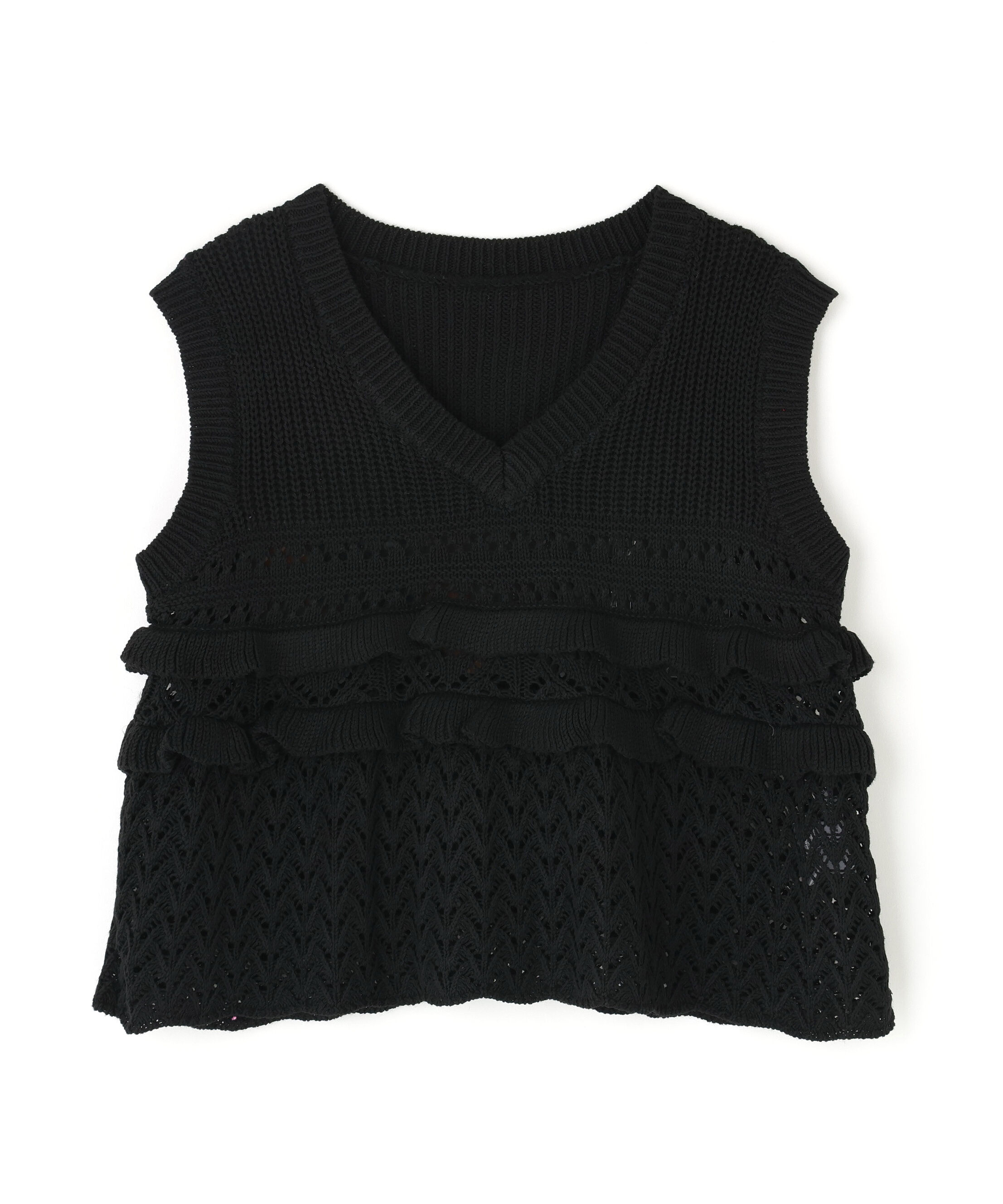  「透かし編みフリルニット」|ニット・セーター|