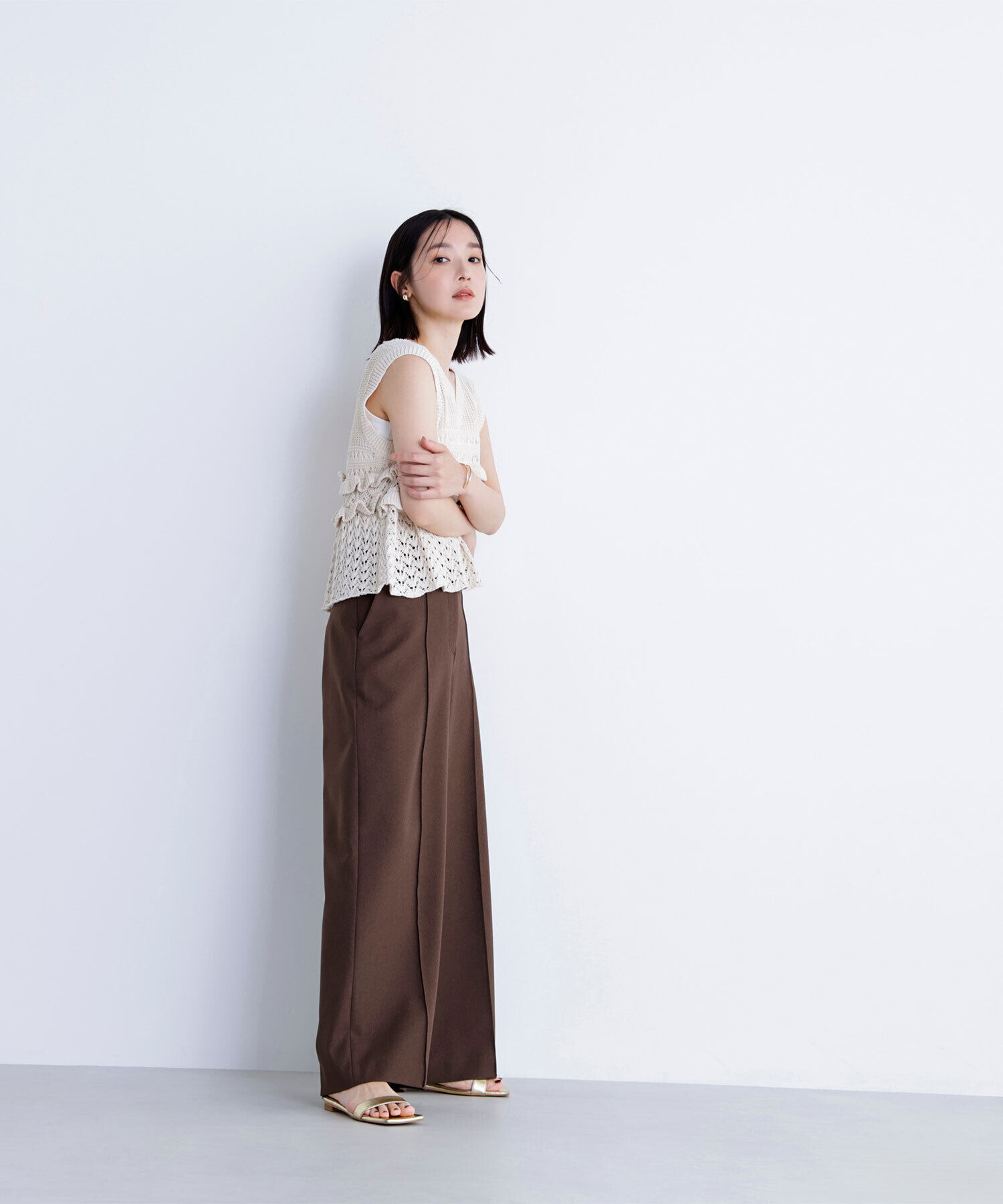  「透かし編みフリルニット」|ニット・セーター|