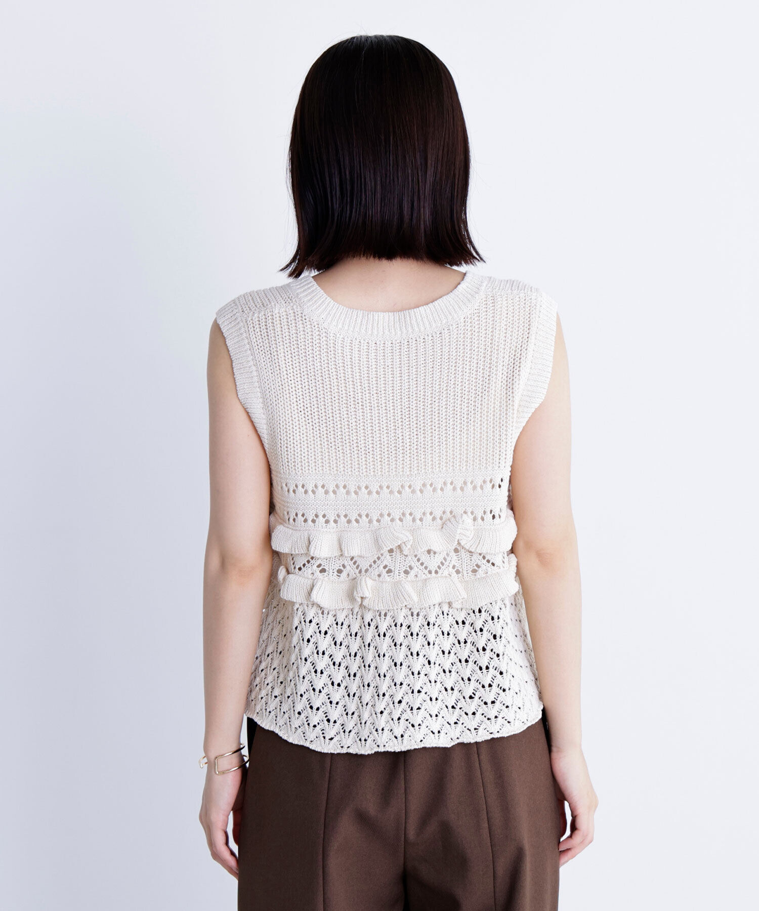  「透かし編みフリルニット」|ニット・セーター|