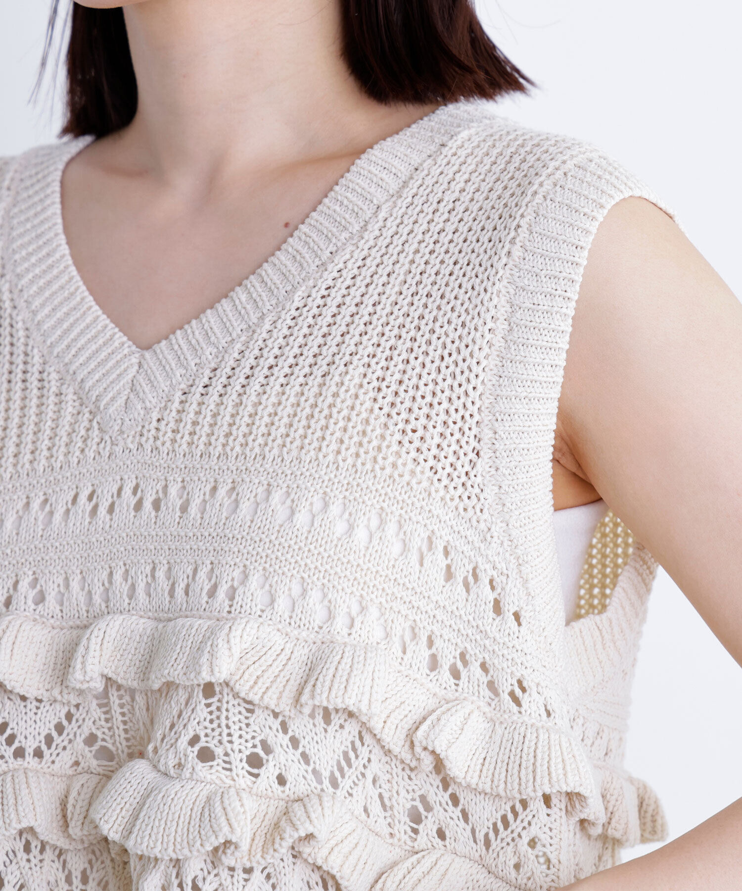  「透かし編みフリルニット」|ニット・セーター|