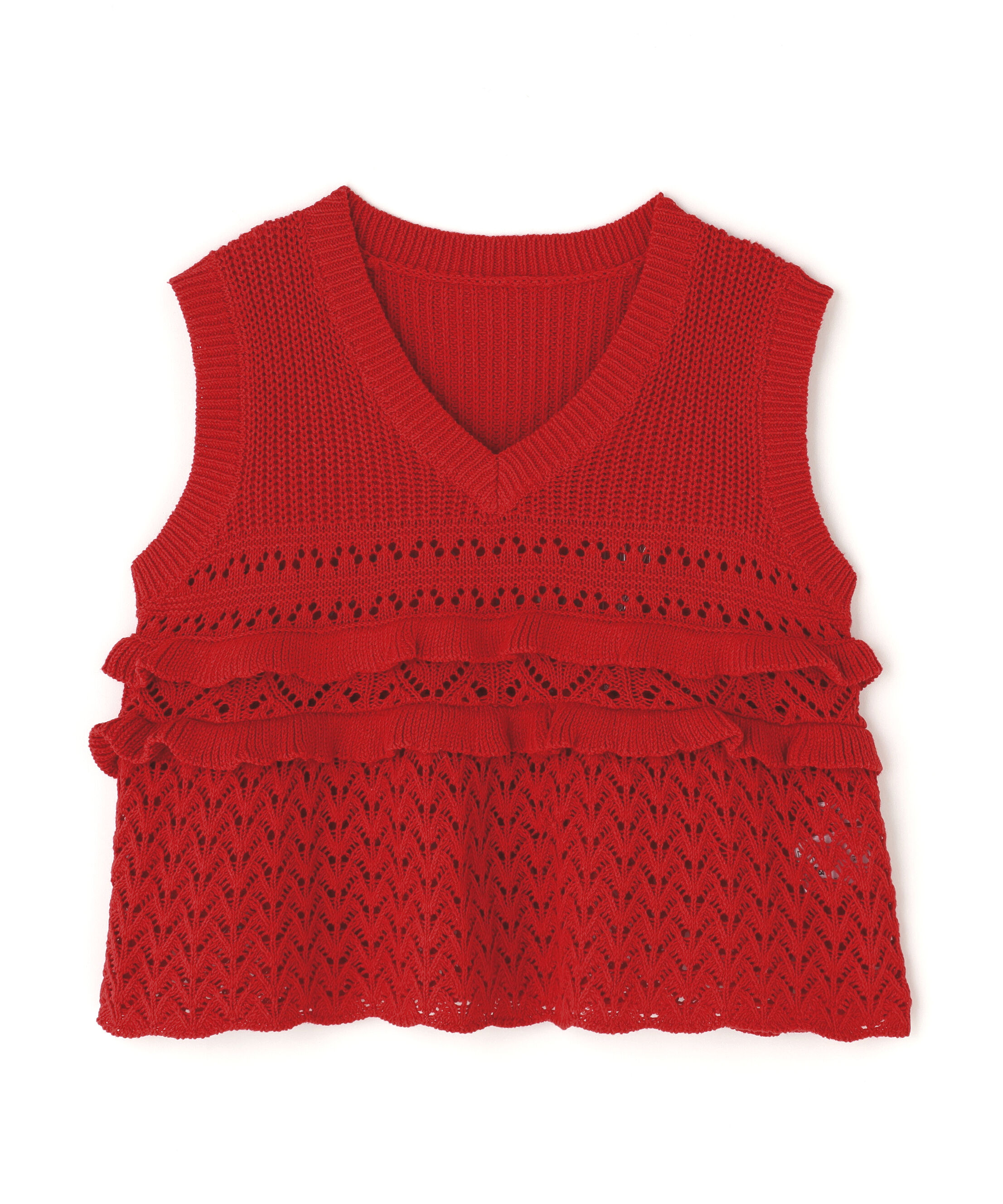  「透かし編みフリルニット」|ニット・セーター|