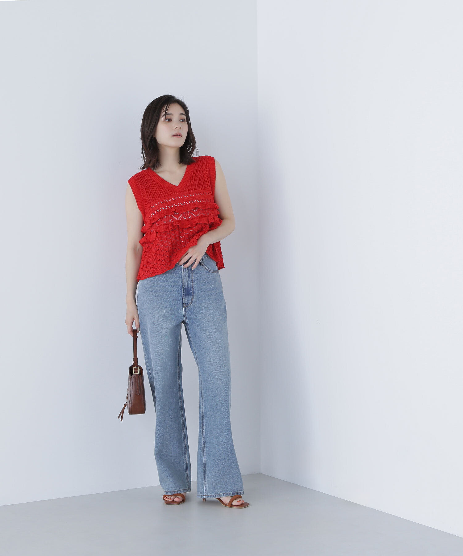  「透かし編みフリルニット」|ニット・セーター|