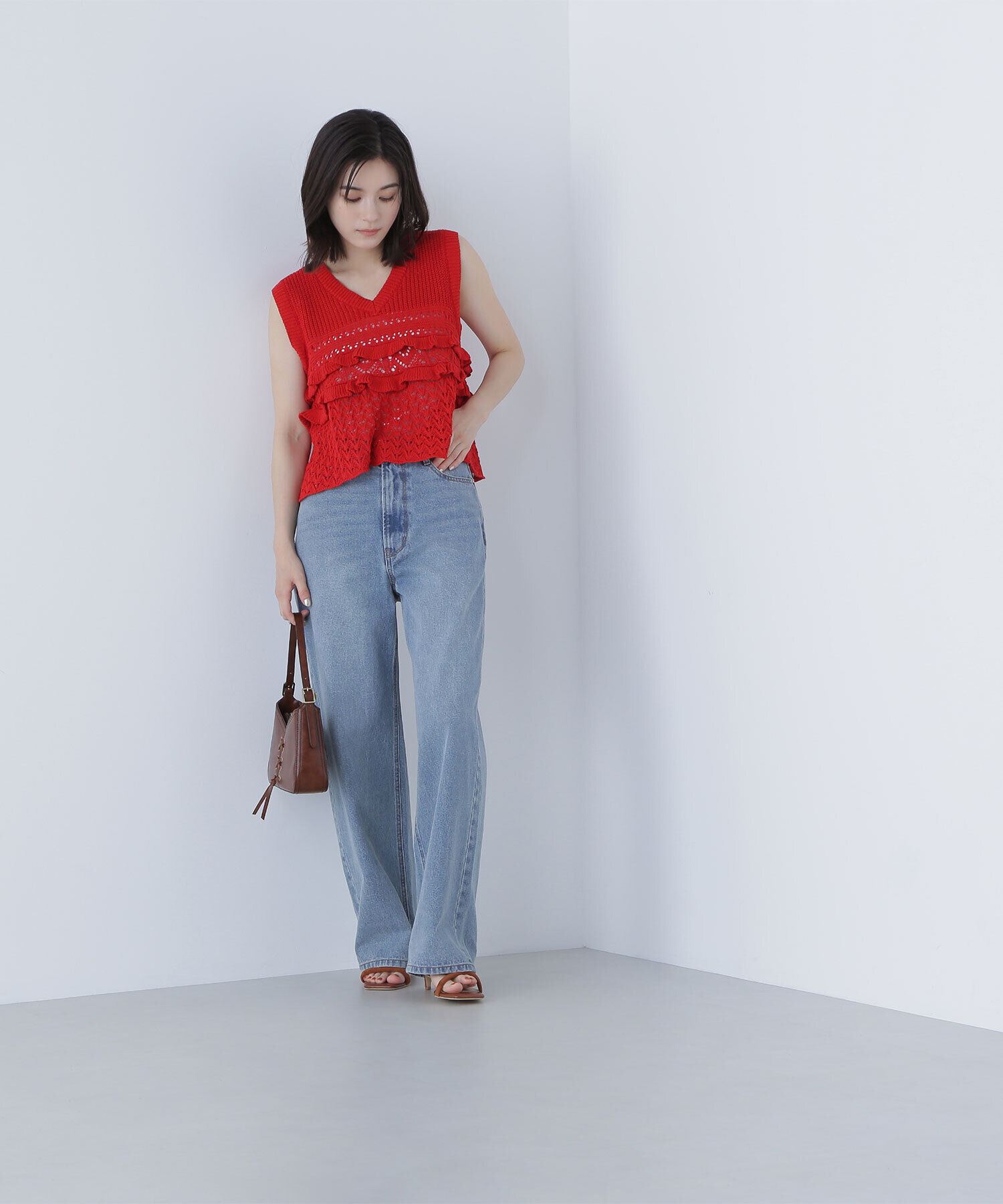  「透かし編みフリルニット」|ニット・セーター|