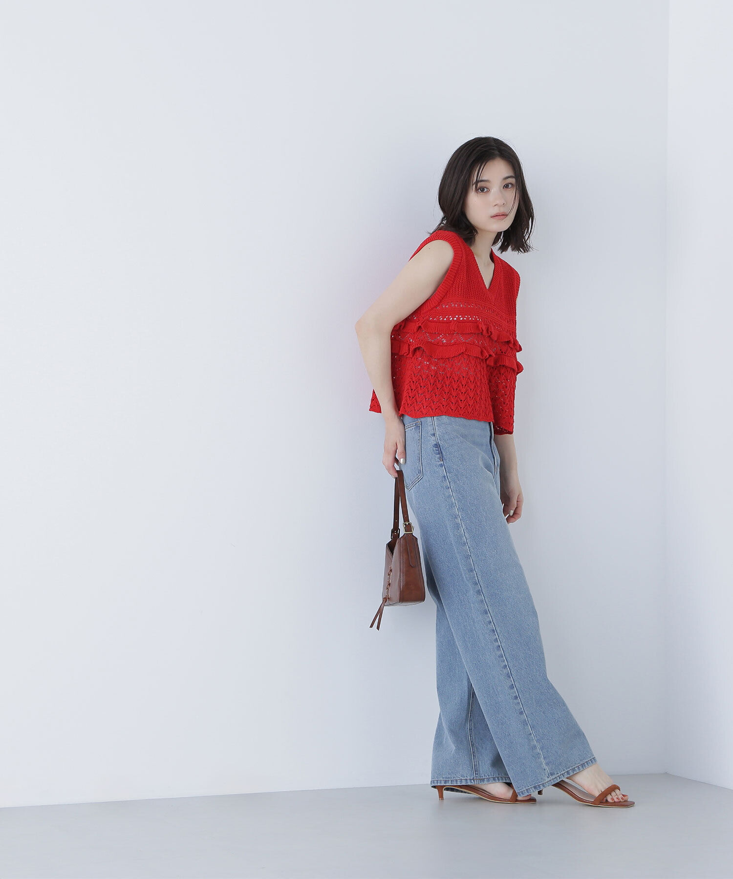  「透かし編みフリルニット」|ニット・セーター|