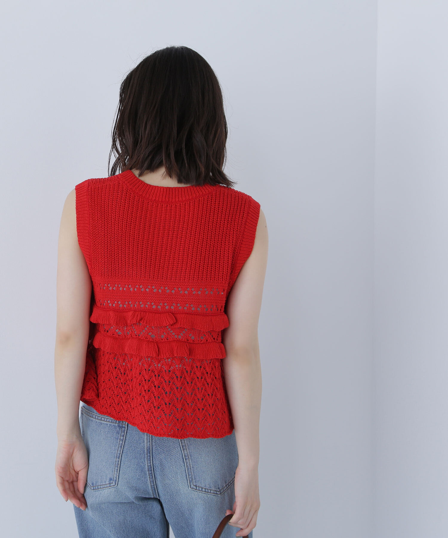  「透かし編みフリルニット」|ニット・セーター|