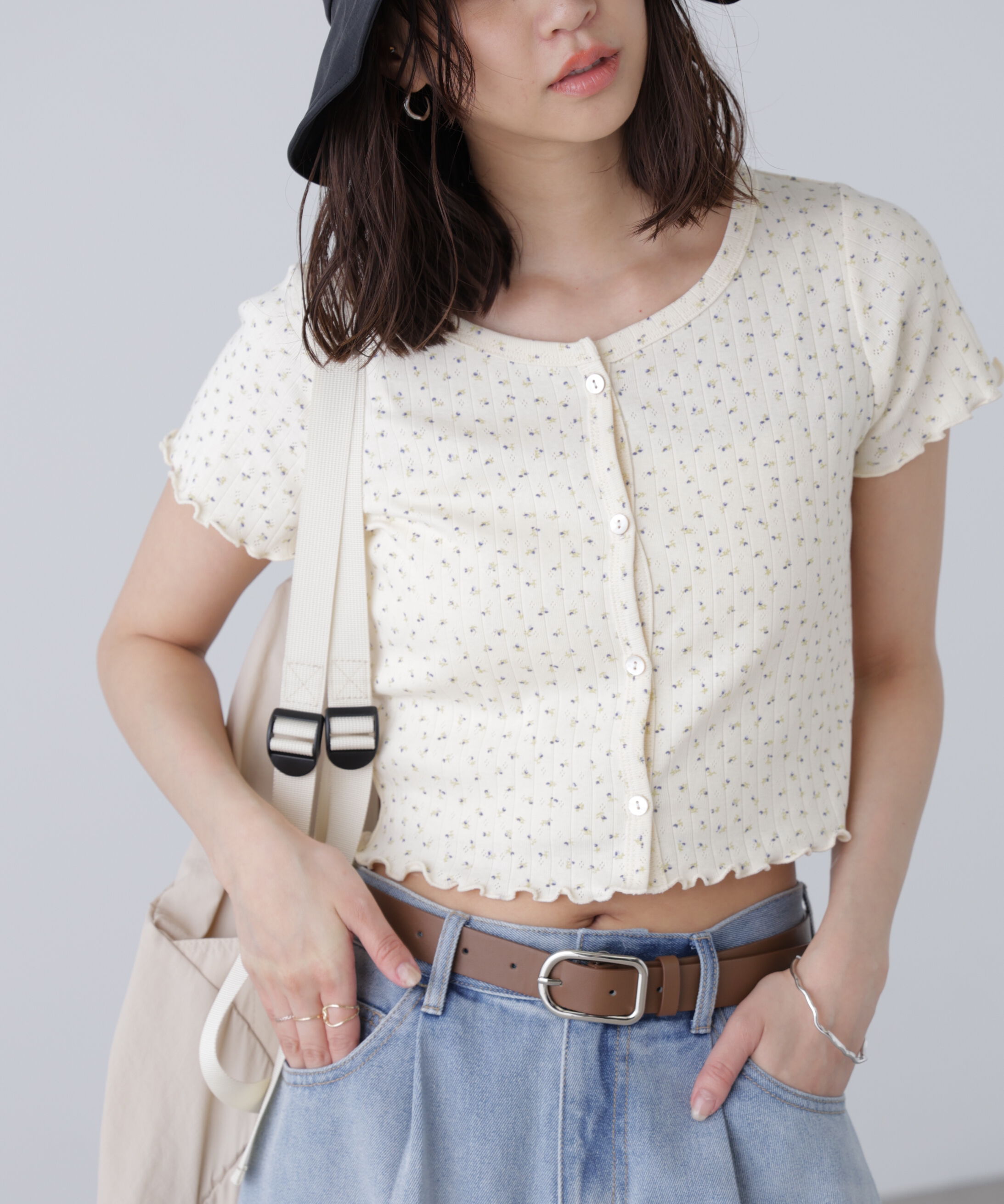  「花柄テレコカーディガン」|Tシャツ・カットソー|アイボリーベ 2