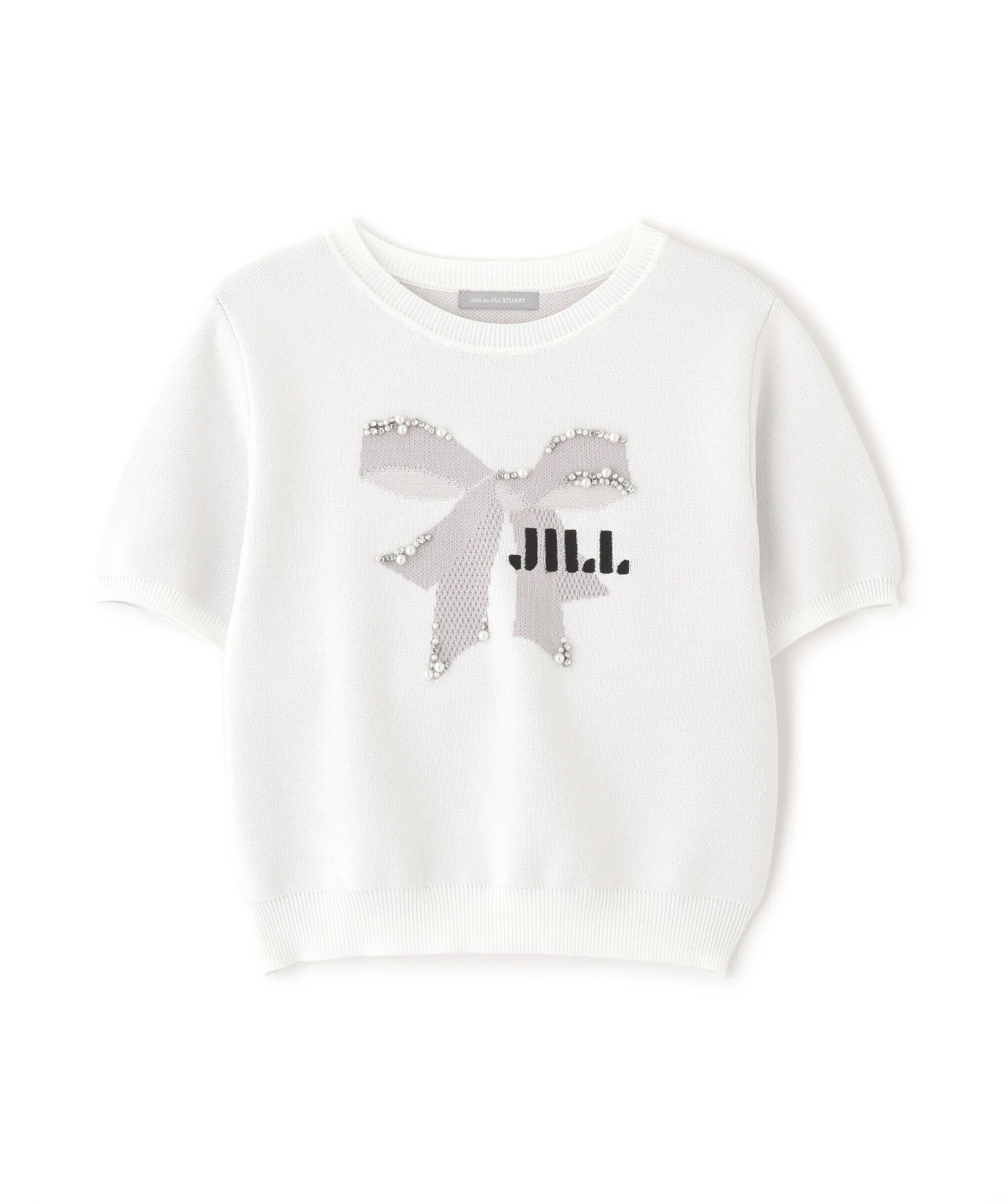  「リボンジャガードビジューニットトップス」|ニット・セーター|