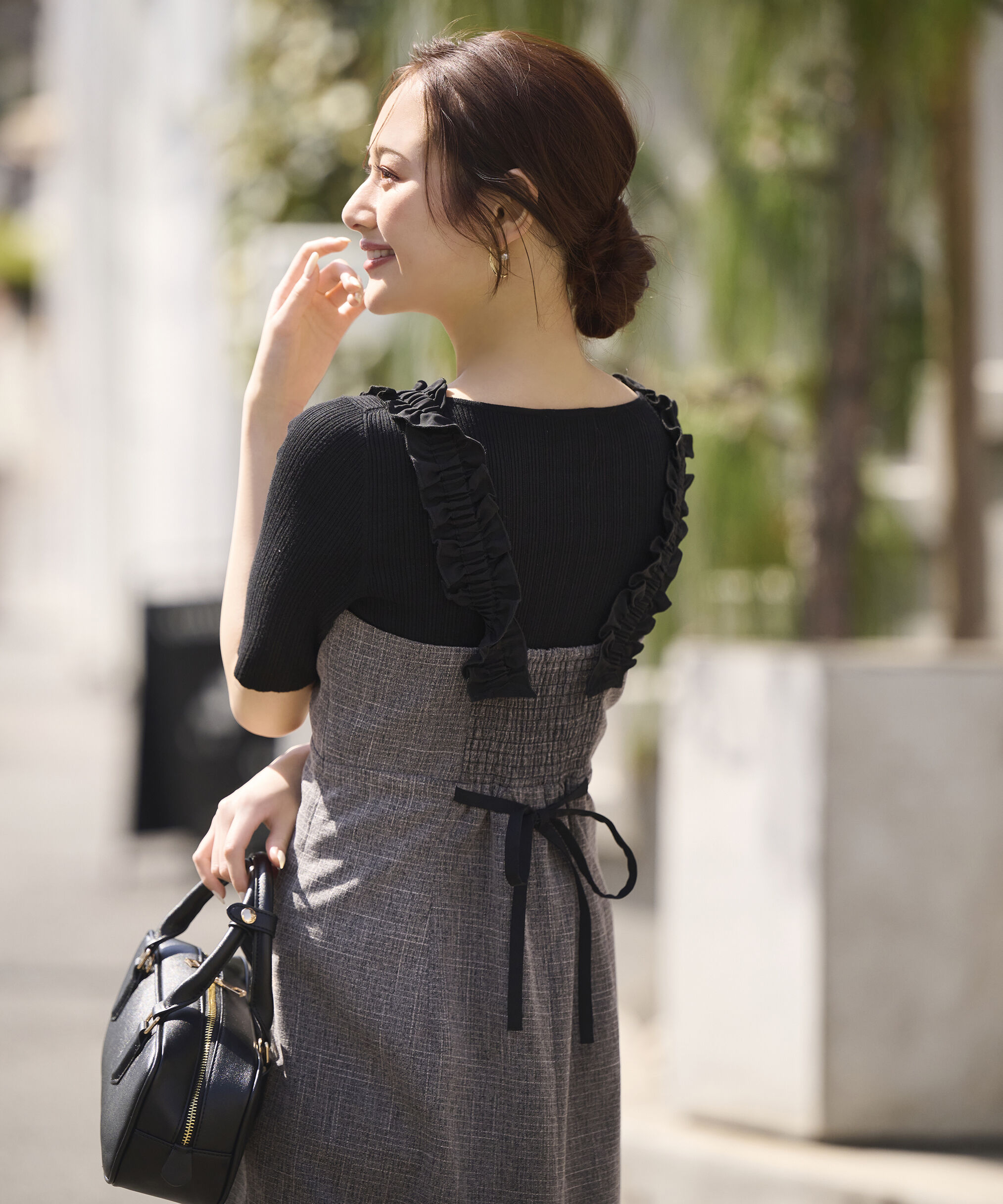 PROPORTION BODY DRESSING「チョーカー付リブニット」|ニット・セーター|ブラック