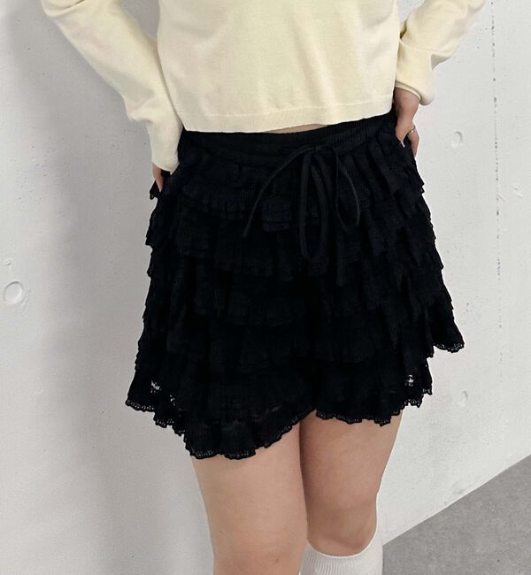 archives「フリルカットレーススカパン」|スカート|BLACK
