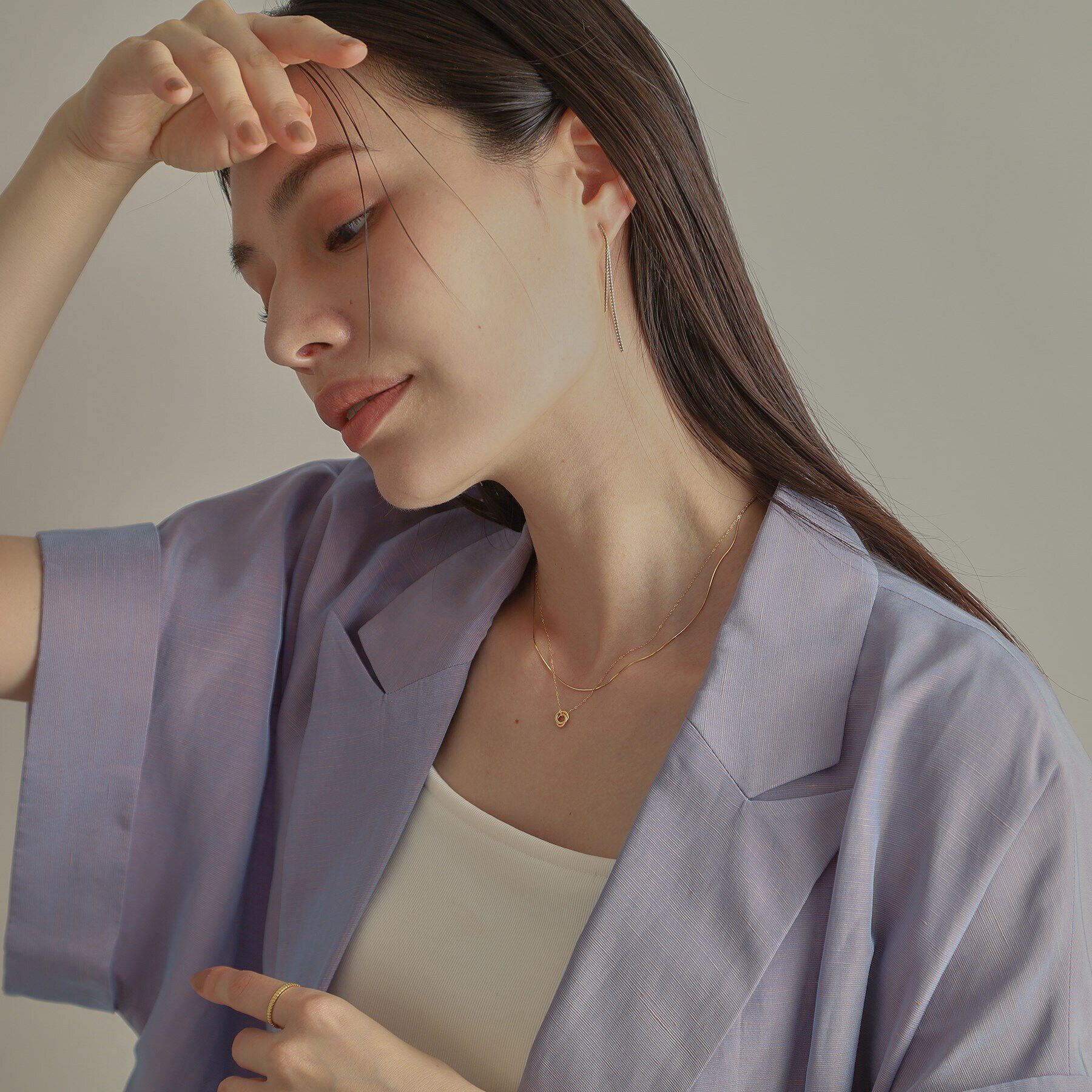 COCOSHNIK「K18ダブルサークル ネックレス」|ネックレス|