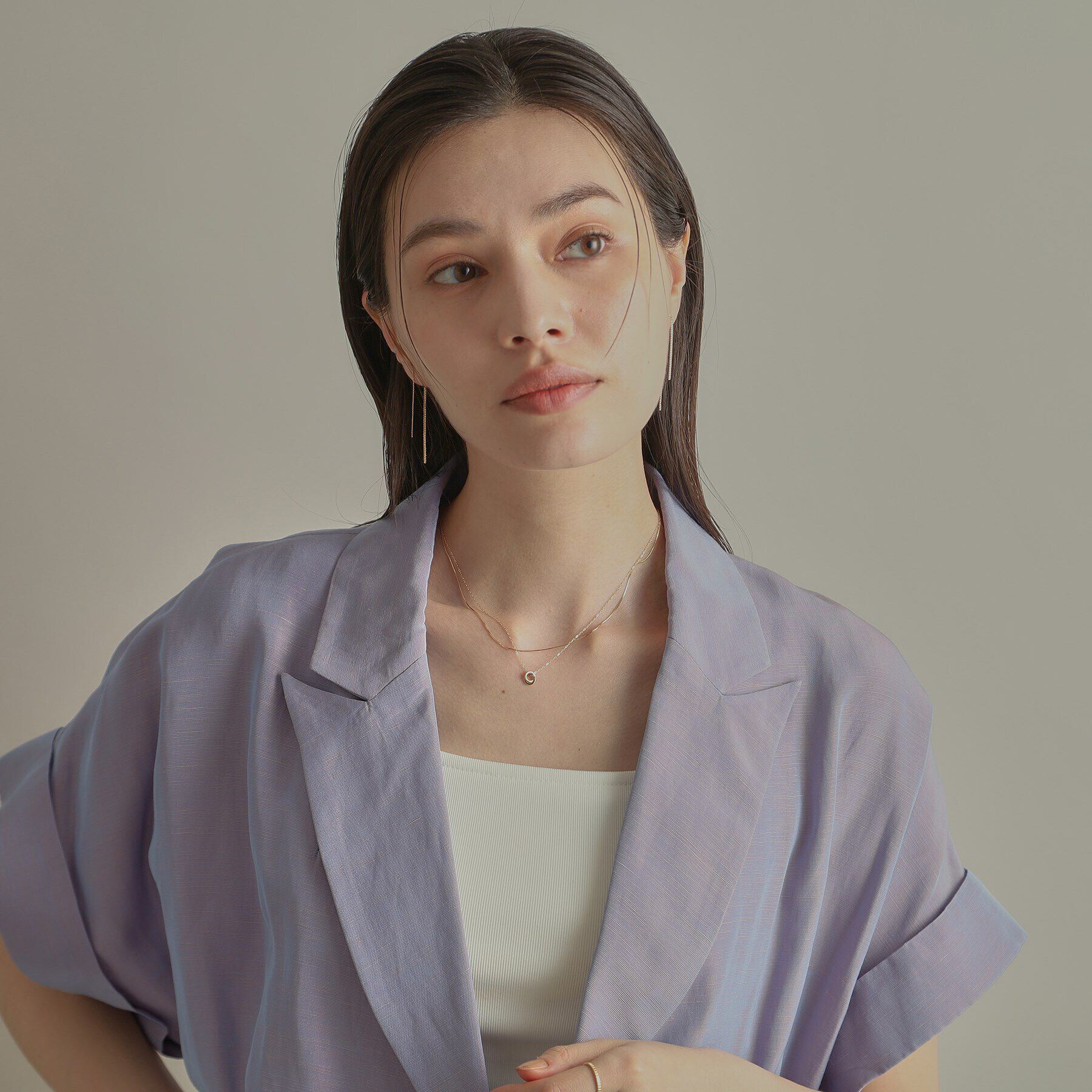 COCOSHNIK「K18ダブルサークル ネックレス」|ネックレス|