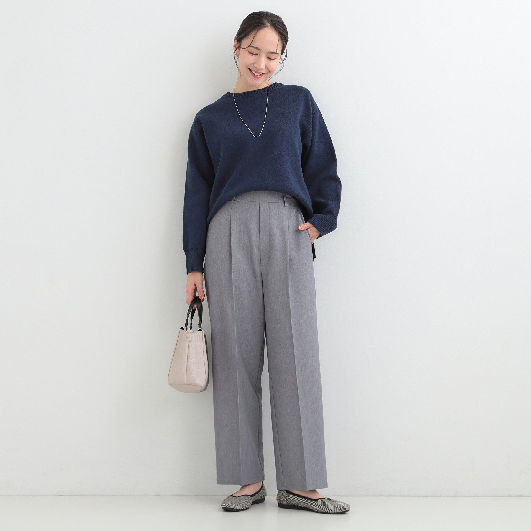 SHOO･LA･RUE「【S-LL/洗濯機可/体型カバー】コットン混で肌当たりがよい スウェットライクニット」|ニット・セーター|