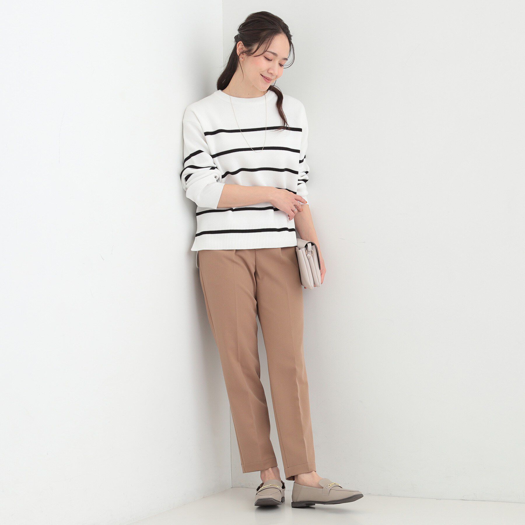 SHOO･LA･RUE「【S-LL/洗濯機可/体型カバー】コットン混で肌当たりがよい スウェットライクニット」|ニット・セーター|