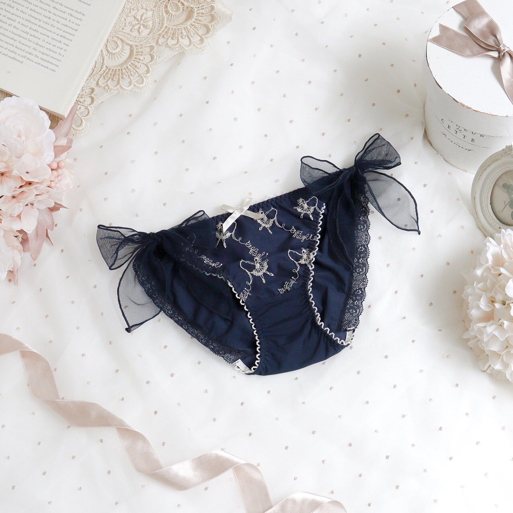 Risa Magli「ジェイミー リボンショーツ」|インナー|ネイビー(094)