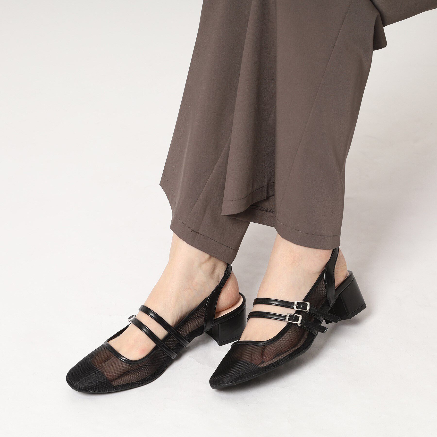 ESPERANZA「ダブルベルトメッシュパンプス」|パンプス|