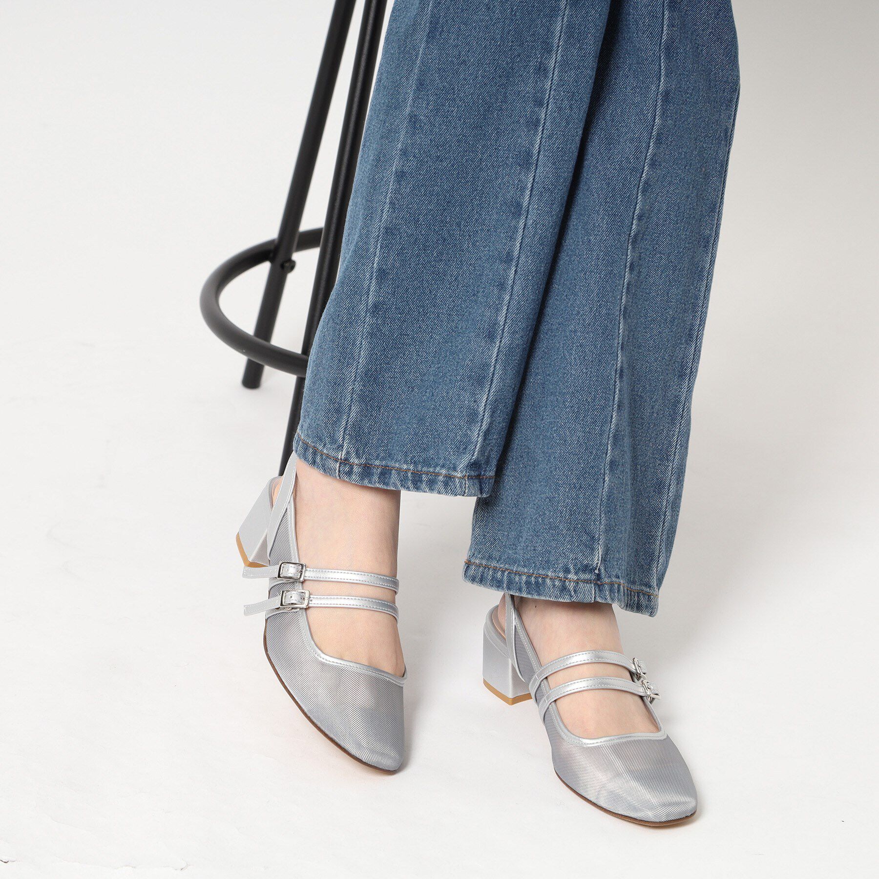 ESPERANZA「ダブルベルトメッシュパンプス」|パンプス|