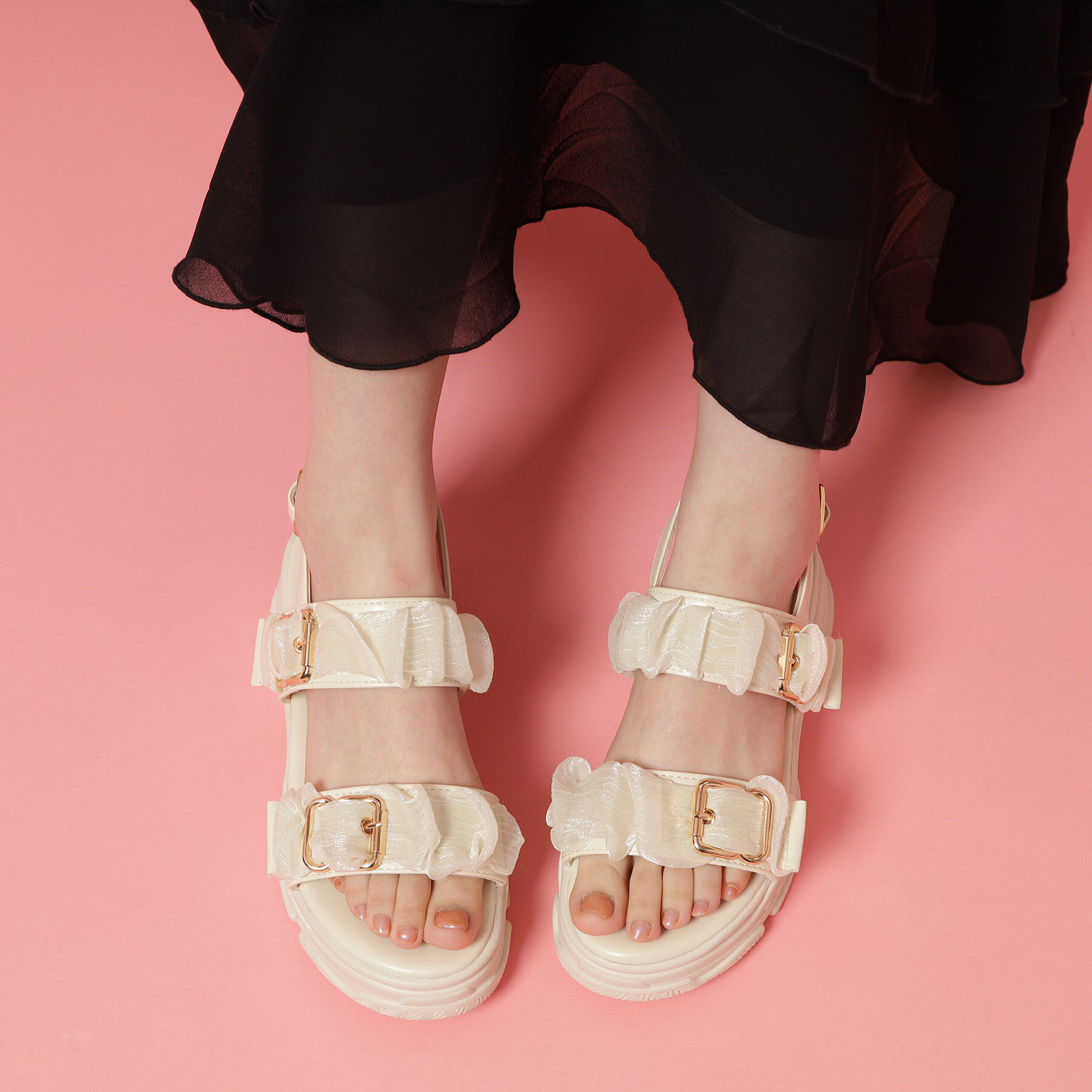 csT&P「ギャザーダブルベルトサンダル」|サンダル|