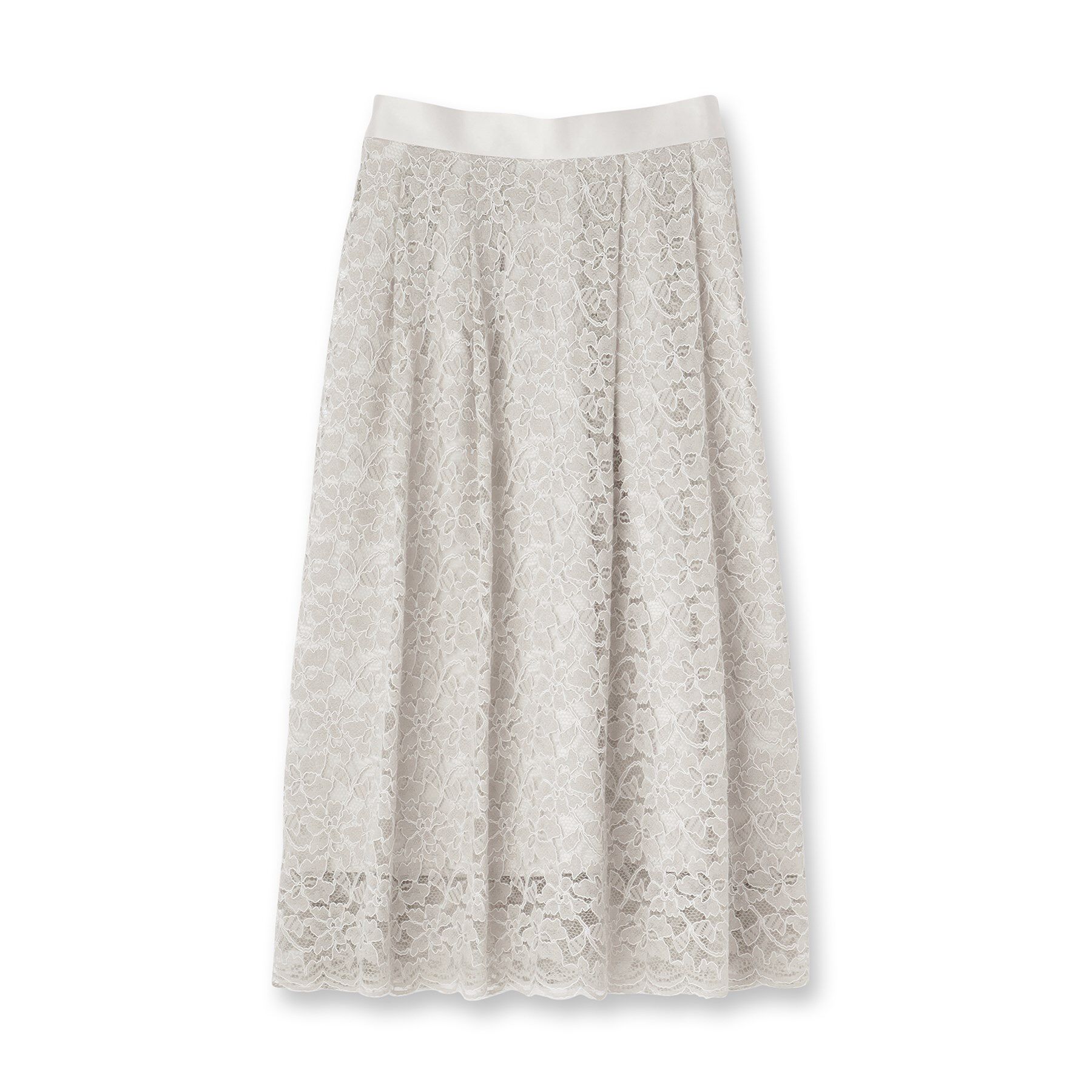 SunaUna「【裾スカラップ／後ろウエストゴム】レーススカート」|スカート|