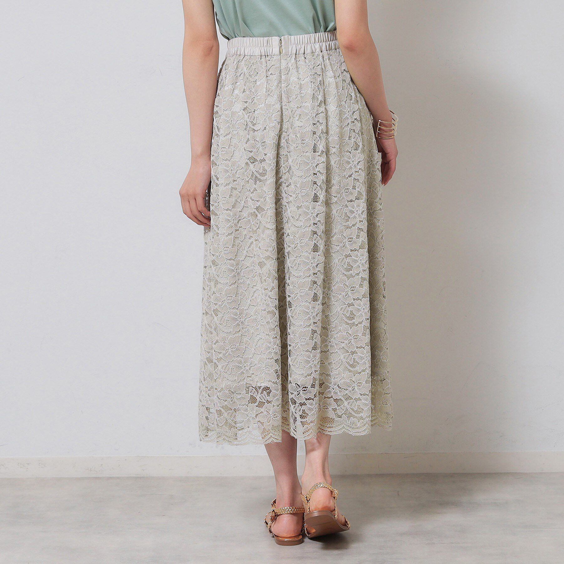 SunaUna「【裾スカラップ／後ろウエストゴム】レーススカート」|スカート|