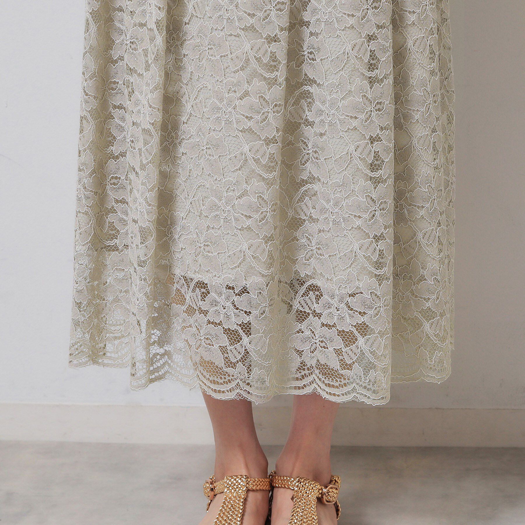 SunaUna「【裾スカラップ／後ろウエストゴム】レーススカート」|スカート|