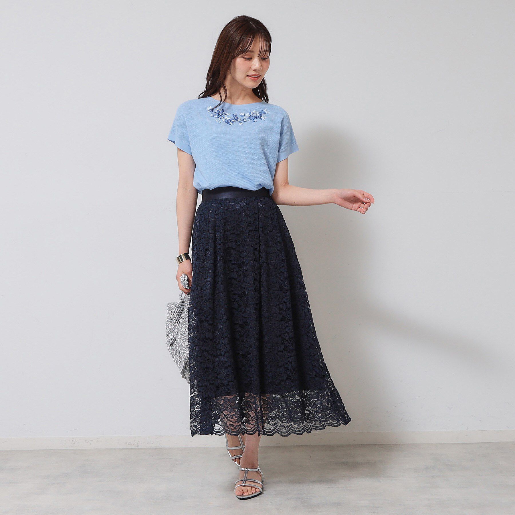 SunaUna「【裾スカラップ／後ろウエストゴム】レーススカート」|スカート|