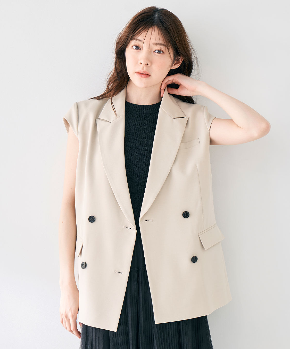 COCO DEAL「キャップスリーブジレ」|その他|ベージュ