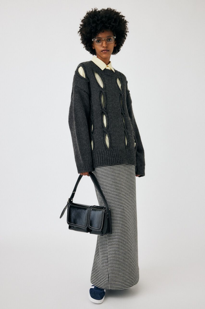 MOUSSY「CUT OUT DESIGN ニット」|ニット・セーター|GRY