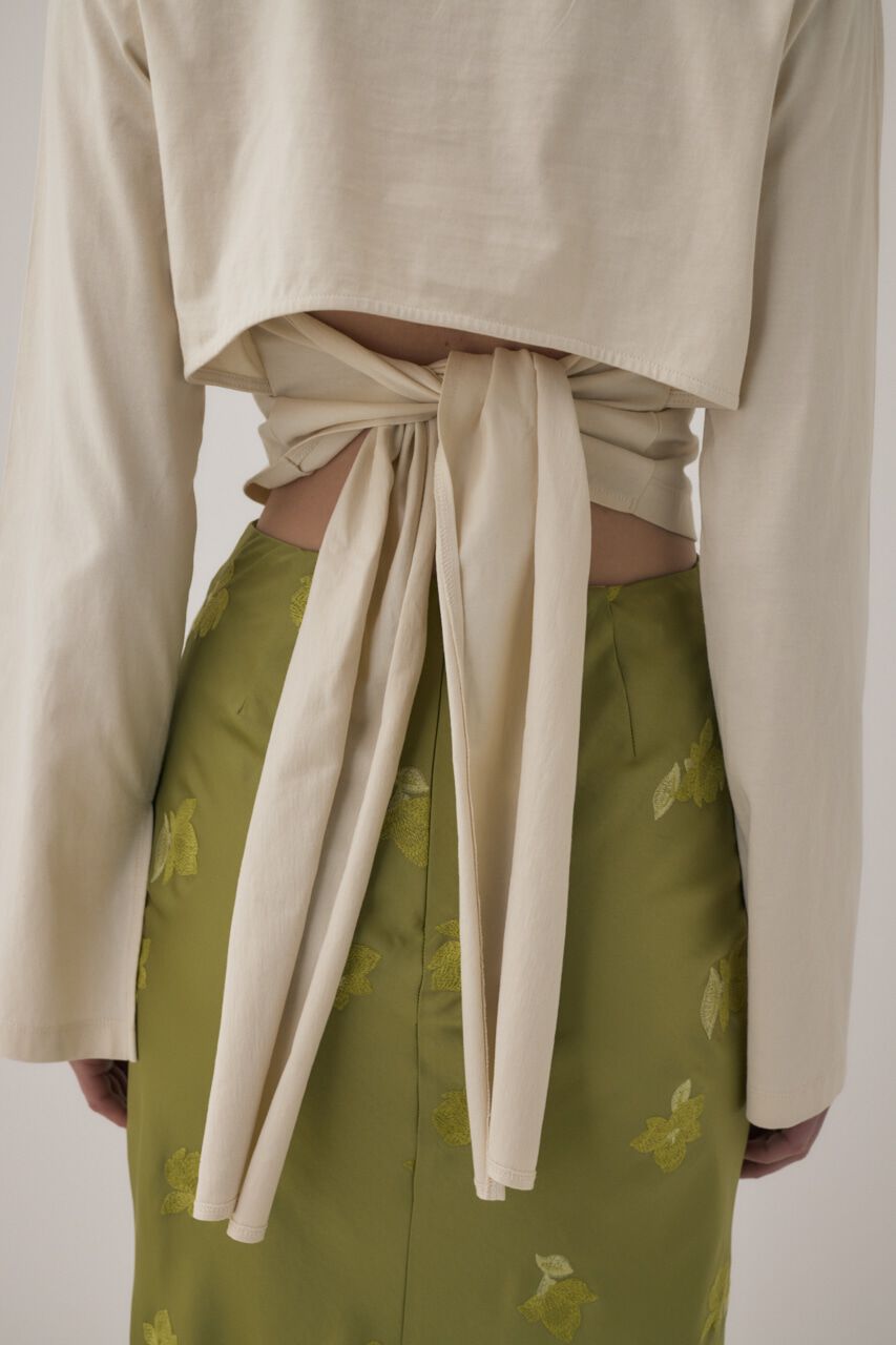 MOUSSY「ｵｰｶﾞﾆｯｸｺｯﾄﾝ使用の少しﾊﾘのあるTｼｬﾂ生地背中で帯を結わ」|Tシャツ・カットソー|