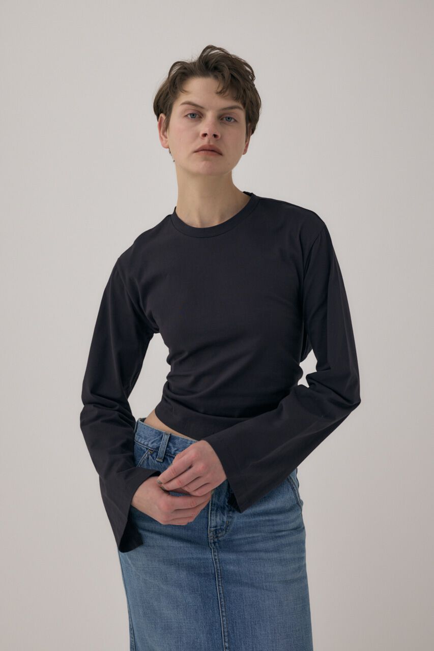 MOUSSY「ｵｰｶﾞﾆｯｸｺｯﾄﾝ使用の少しﾊﾘのあるTｼｬﾂ生地背中で帯を結わ」|Tシャツ・カットソー|