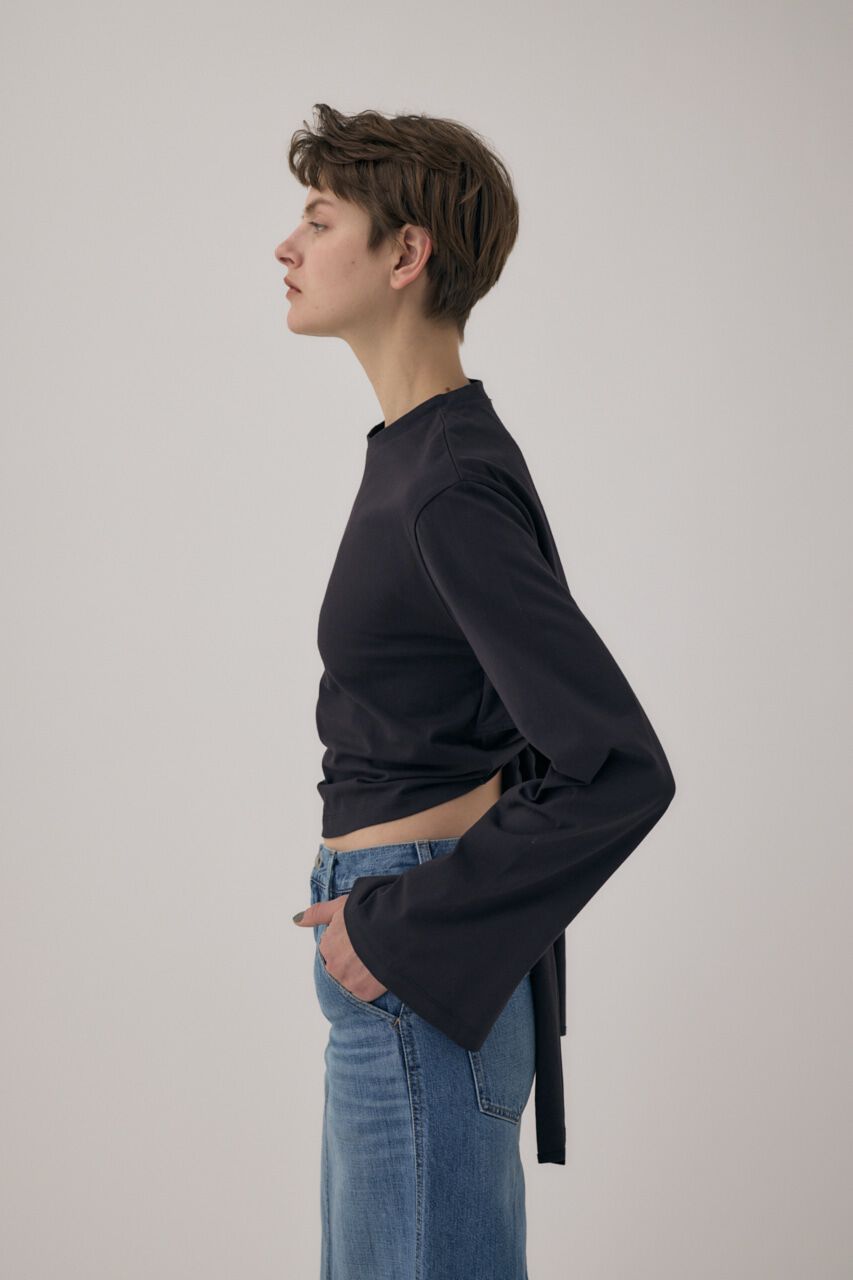 MOUSSY「ｵｰｶﾞﾆｯｸｺｯﾄﾝ使用の少しﾊﾘのあるTｼｬﾂ生地背中で帯を結わ」|Tシャツ・カットソー|