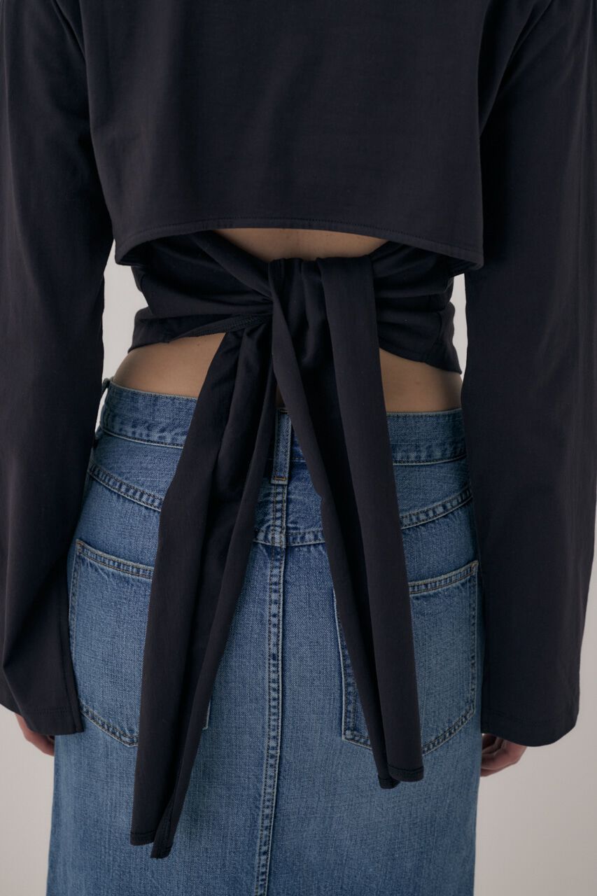 MOUSSY「ｵｰｶﾞﾆｯｸｺｯﾄﾝ使用の少しﾊﾘのあるTｼｬﾂ生地背中で帯を結わ」|Tシャツ・カットソー|