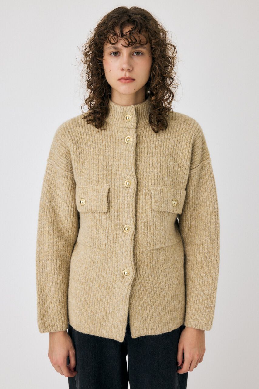 MOUSSY「MIX YARN OVER ニット カーディガン」|カーディガン|