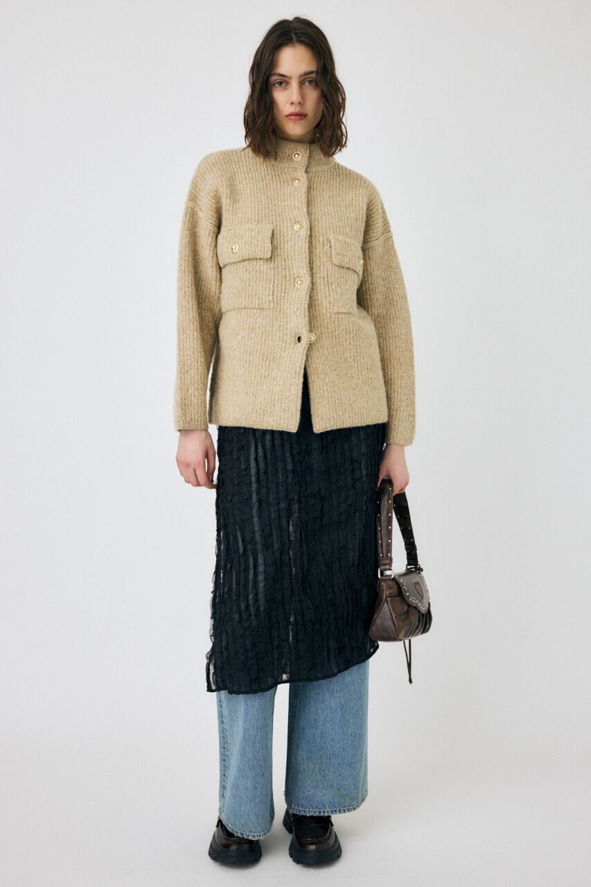 MOUSSY「MIX YARN OVER ニット カーディガン」|カーディガン|